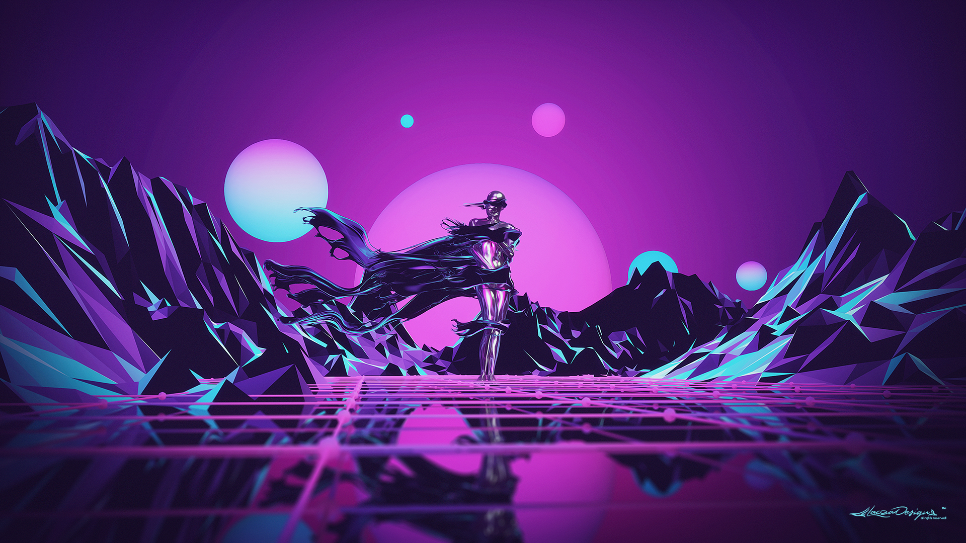 General 1920x1080 abstract Lacza low poly retro style