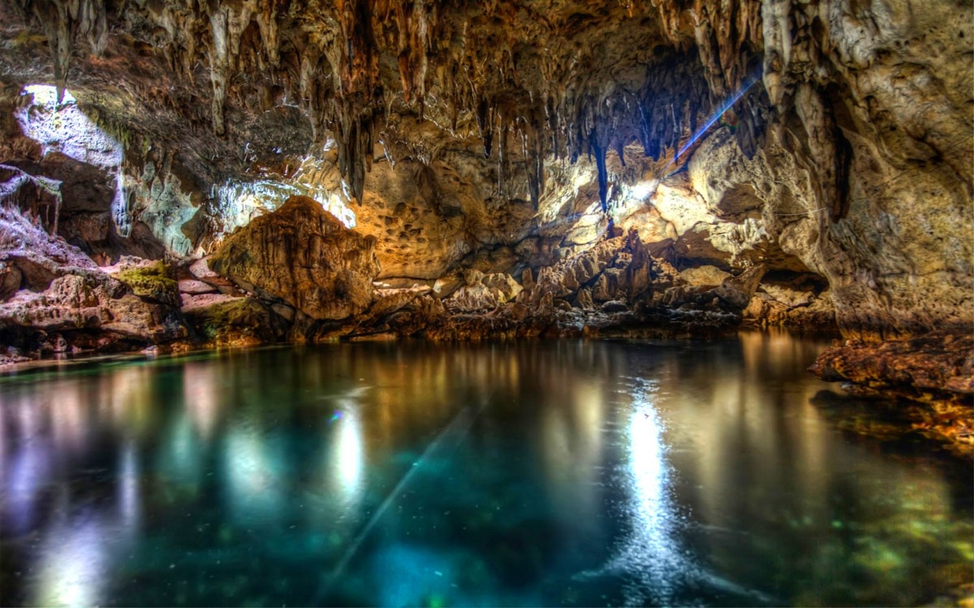 General 1400x875 photography nature landscape cave erosion stalactites water colorful Philippines