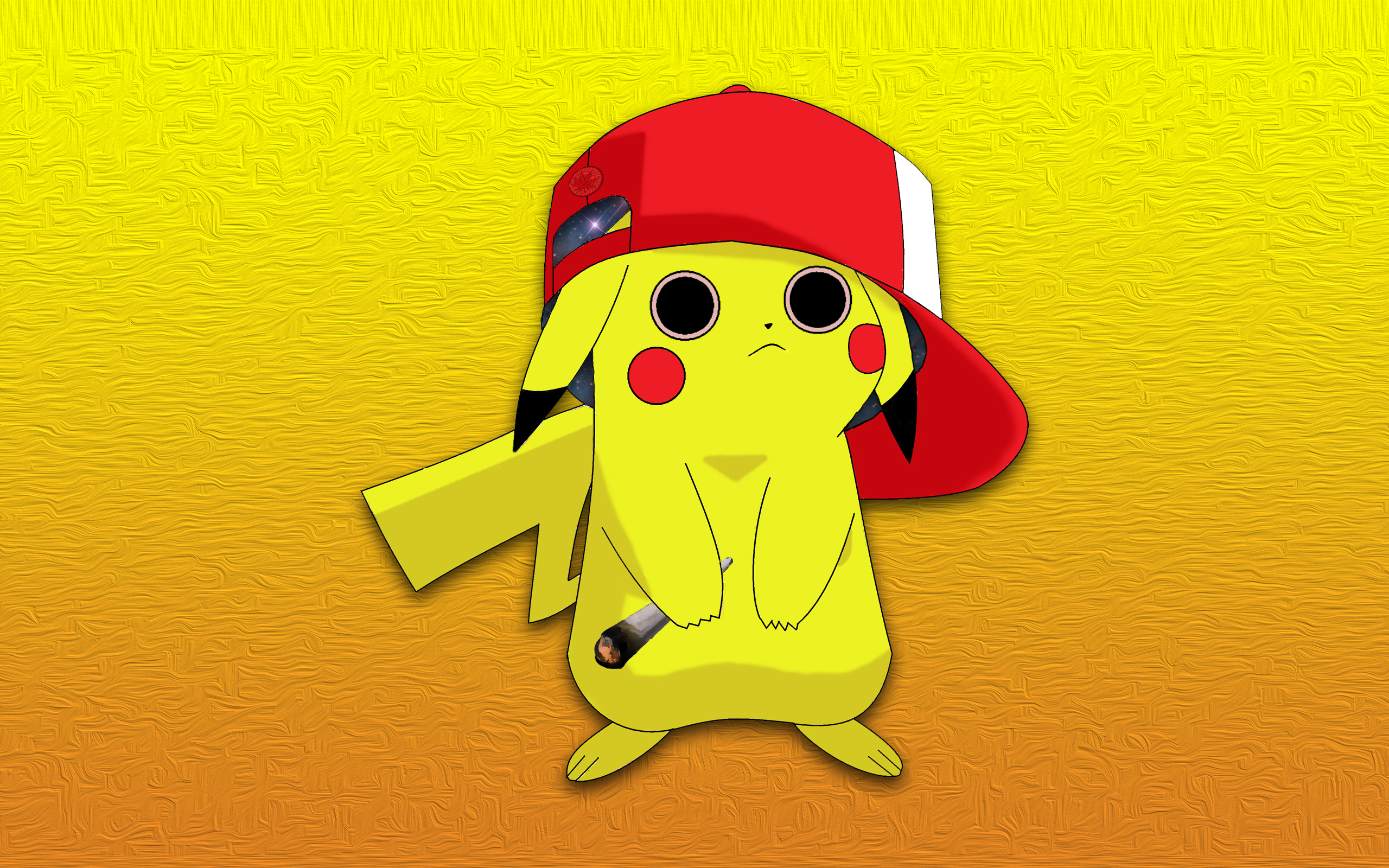 General 2560x1600 psychedelic trippy Pokémon Pikachu cannabis video game characters simple background digital art