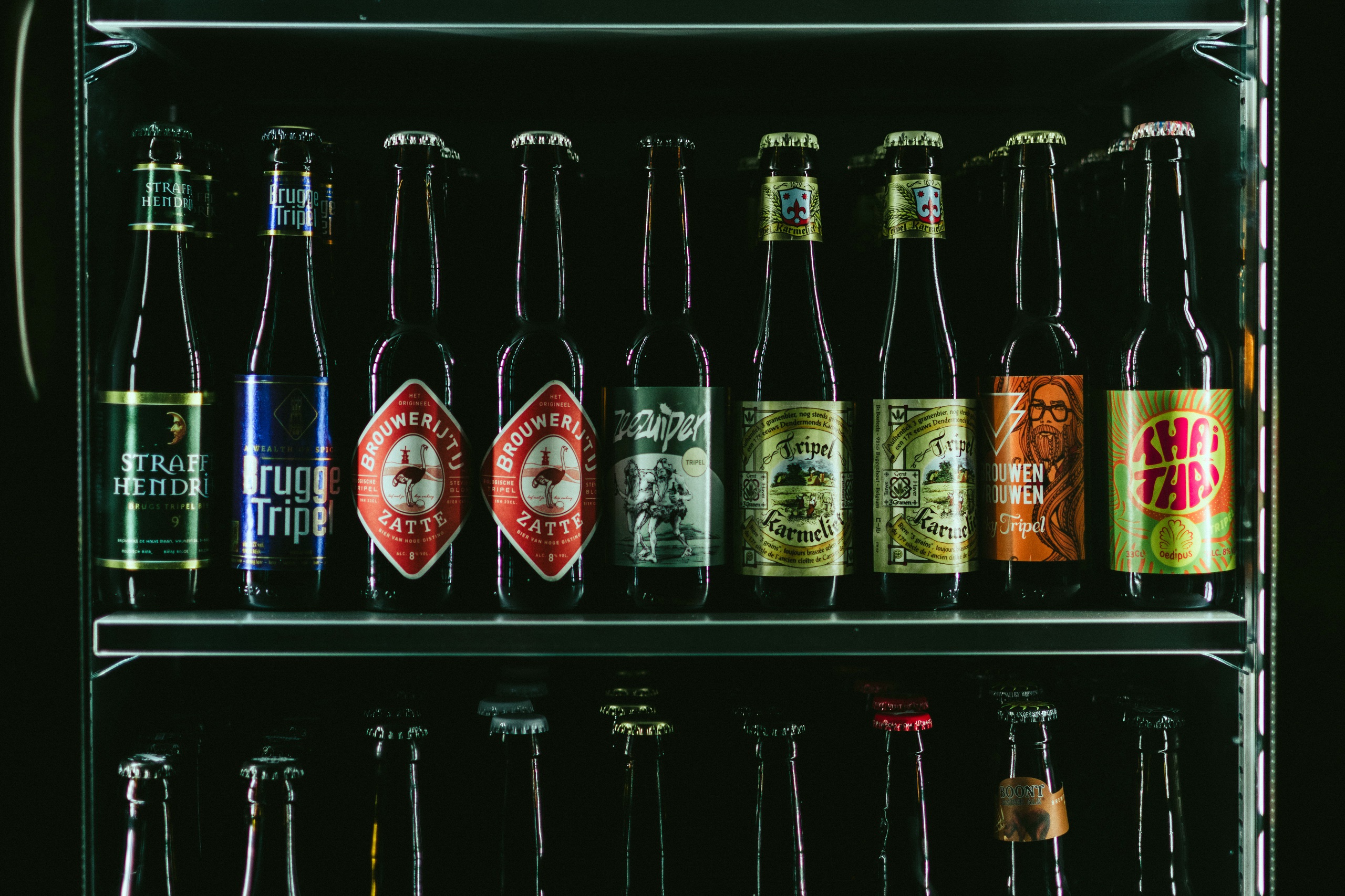 General 2560x1707 bottles beer fridge beverages alcohol low light belgian