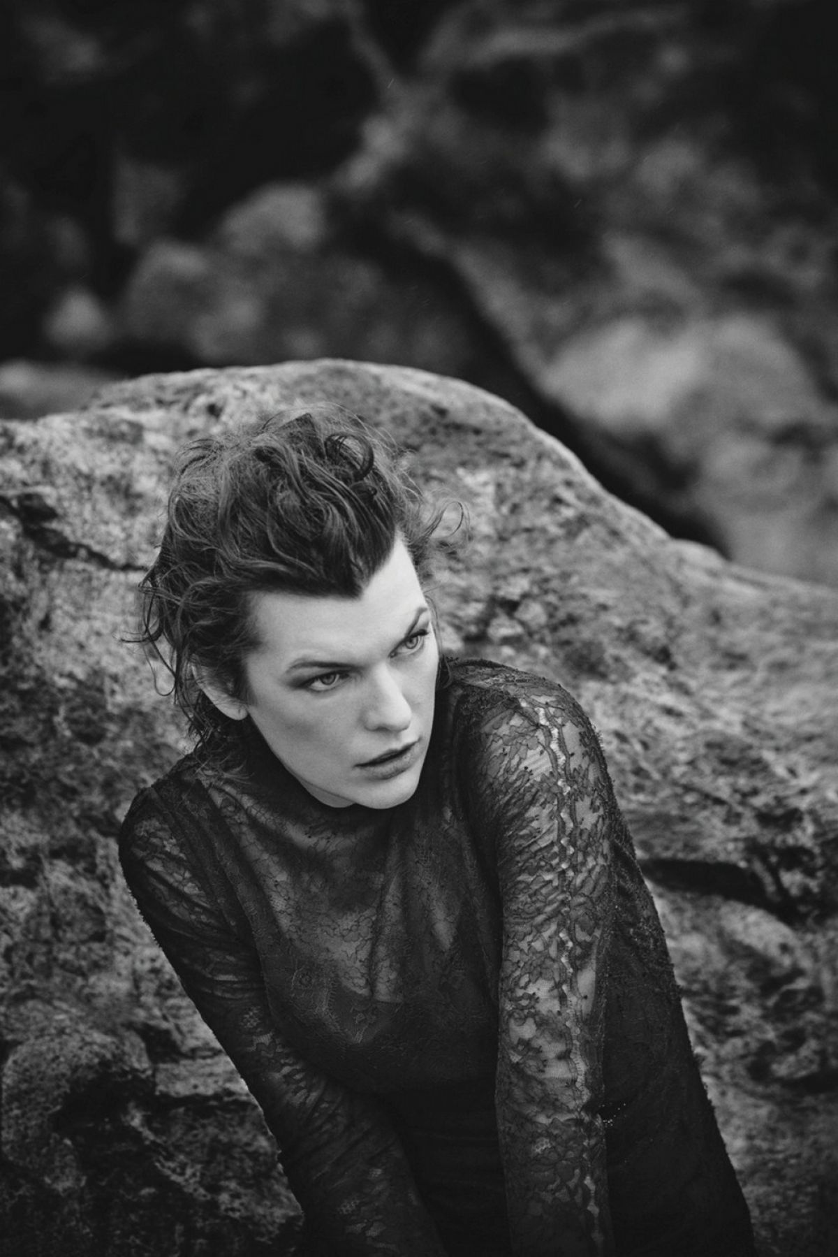 People 1200x1799 Milla Jovovich  model actress monochrome rocks women
