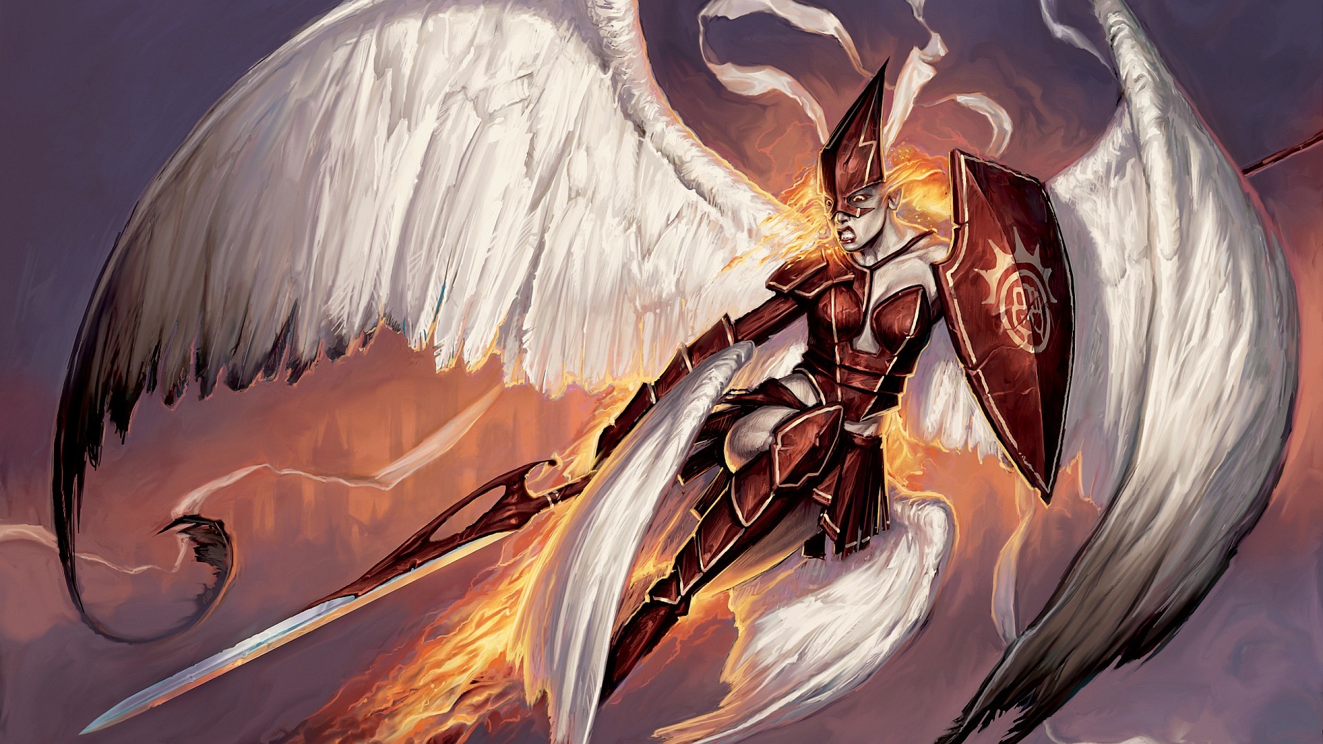 General 1920x1080 Magic: The Gathering fantasy girl fire warrior wings fantasy art