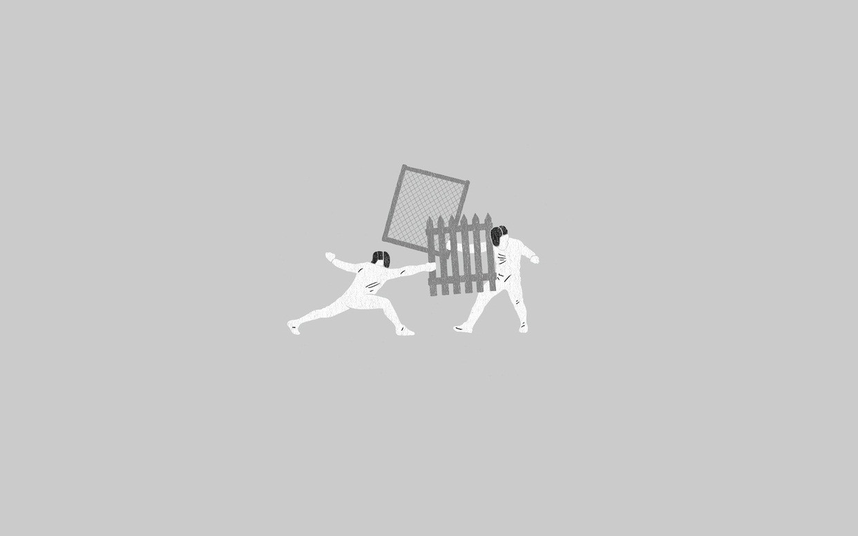 General 1242x776 humor minimalism fencing (sport) artwork simple background gray gray background