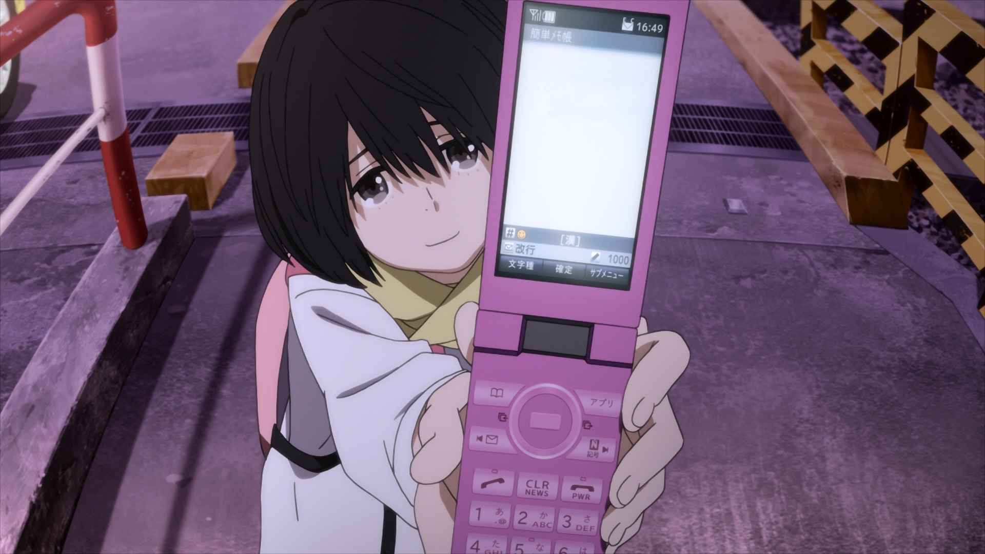 Anime 1920x1080 The Anthem of the Heart Naruse Jun short hair black hair smiling schoolgirl school uniform phone anime anime girls dark hair flip phones