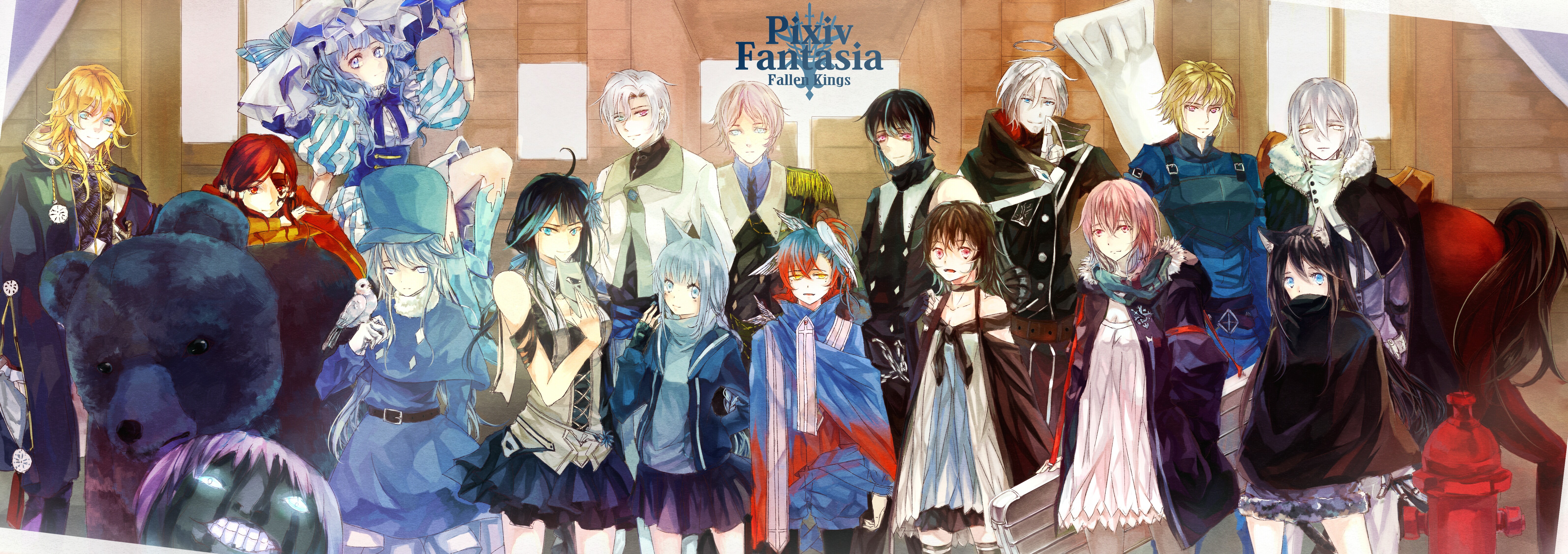 Anime 6375x2253 Pixiv Fantasia: Fallen Kings anime girls anime boys Pixiv Pixiv Fantasia anime fantasy girl fantasy men