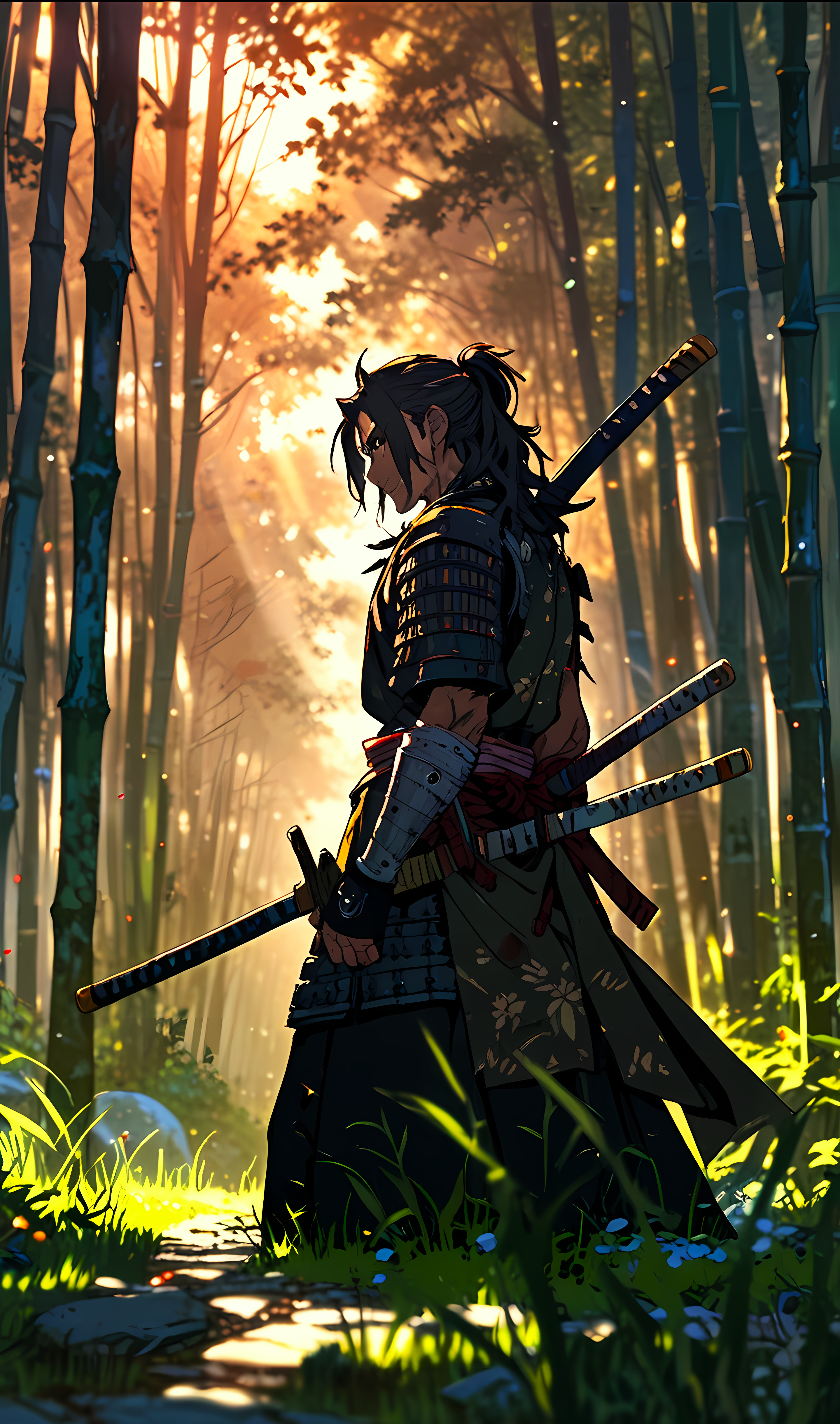 Anime 2880x4882 anime creatures AI art samurai