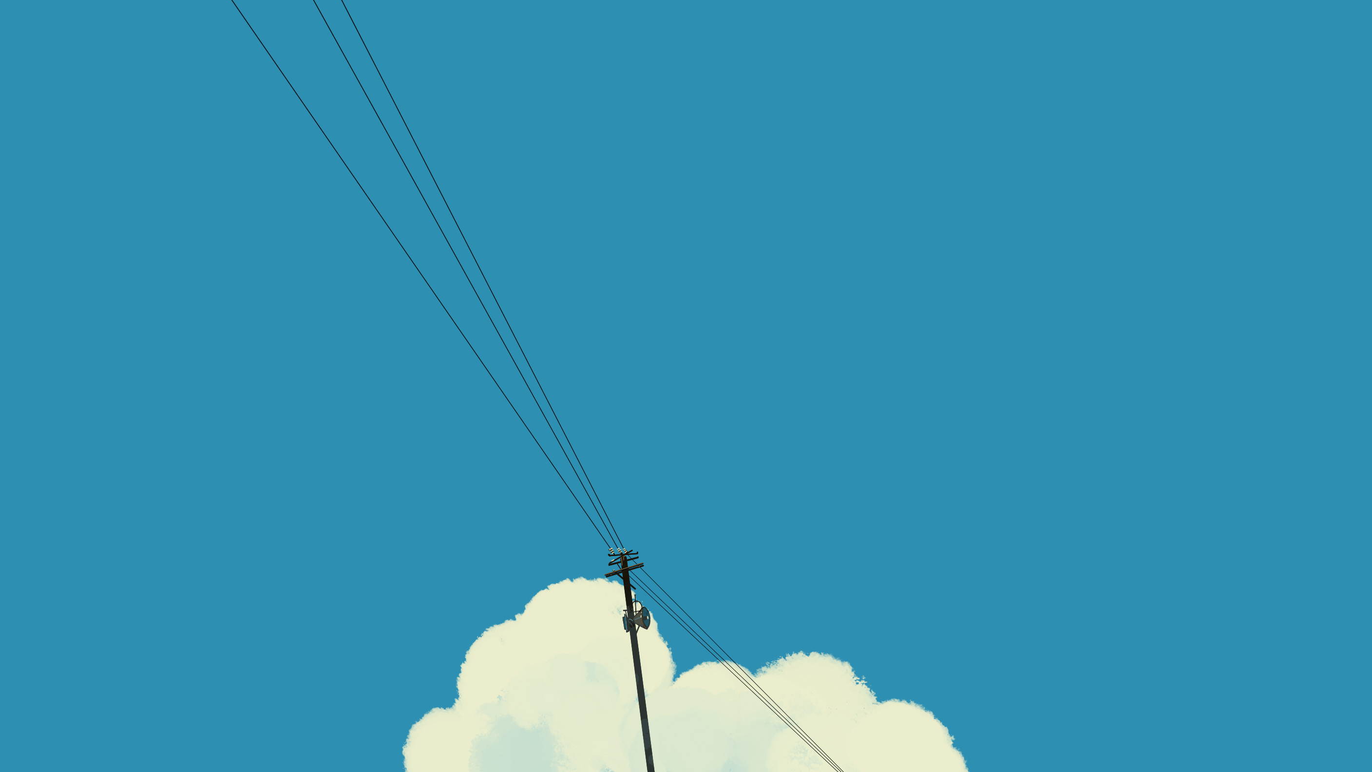 General 2816x1584 digital art artwork illustration sky minimalism clouds utility pole blue simple background