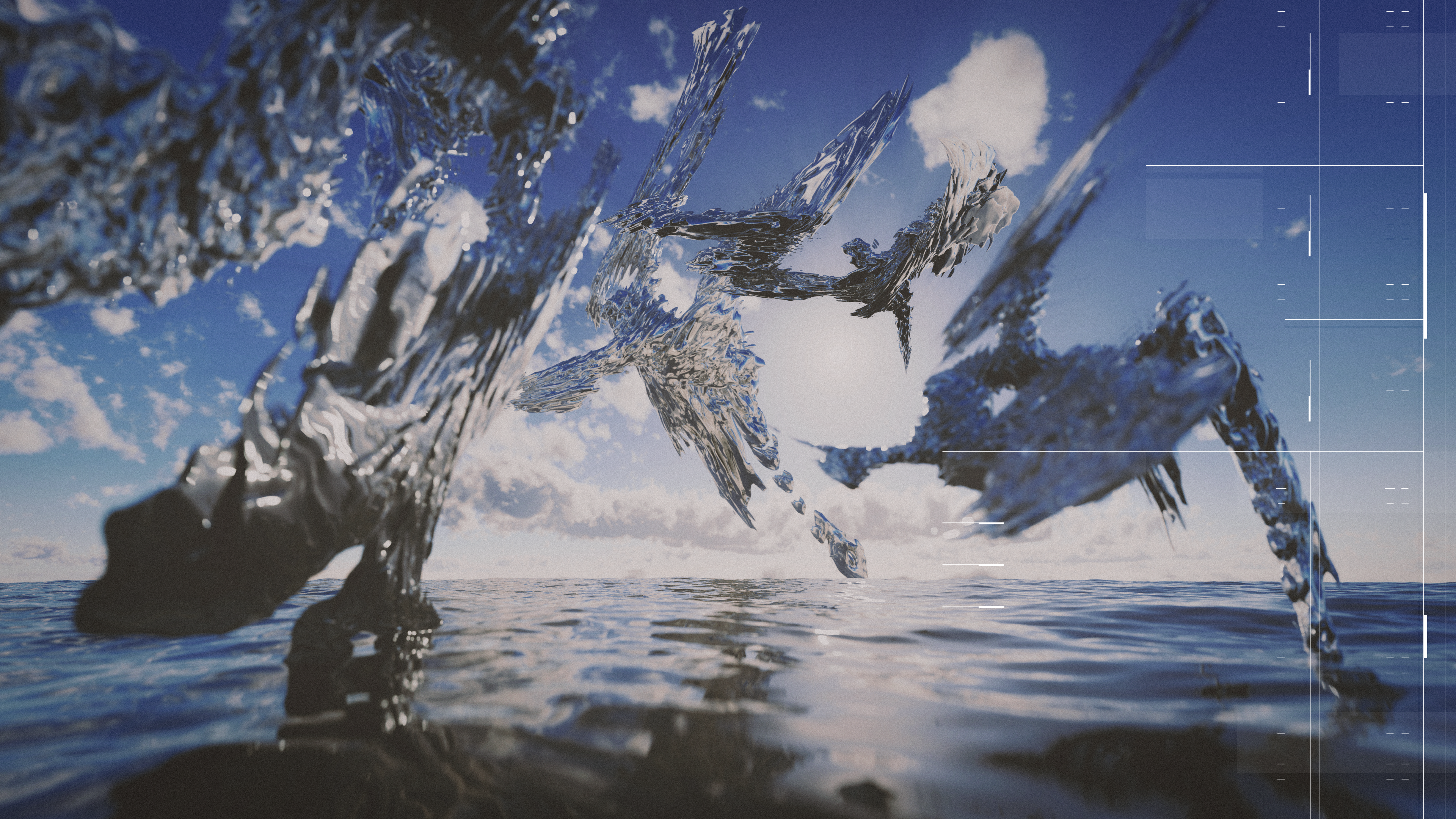 General 3840x2160 artwork digital art 3D Abstract abstract water sky clouds CGI sea