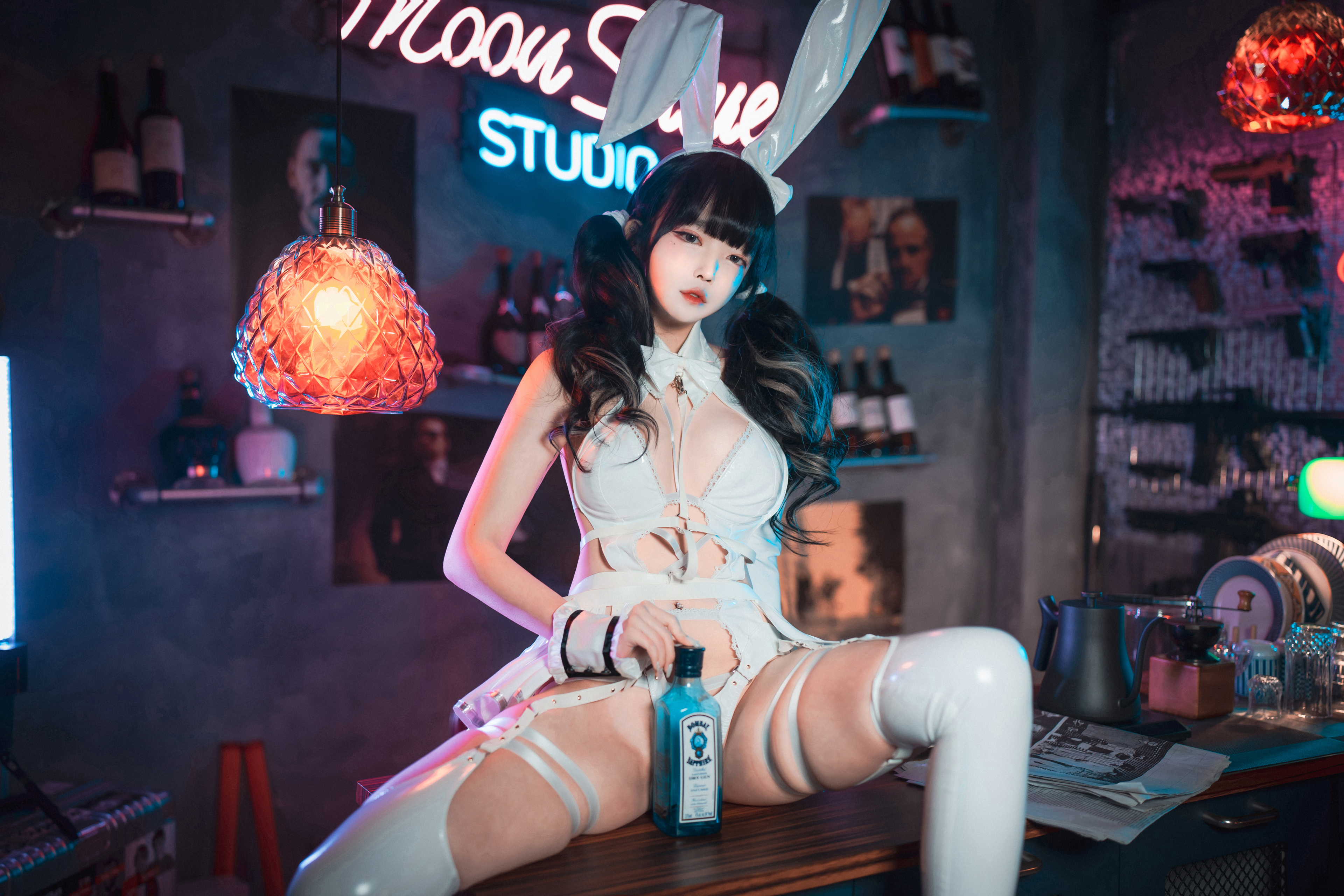 People 3840x2560 Aram DJAWA women model Asian Korean women cosplay bunny ears women indoors