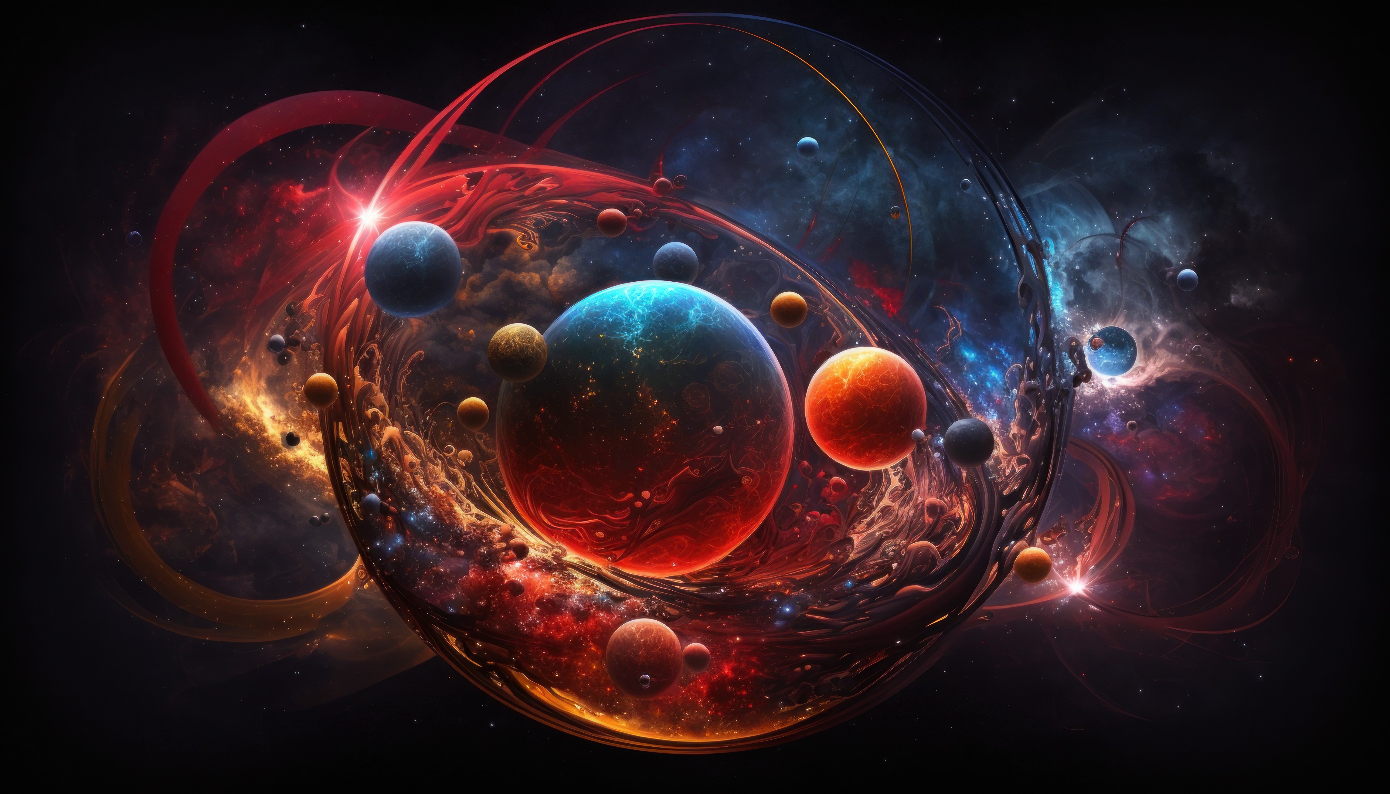 Ai Art Colorful Illustration Moon Planet Space Stars Galaxy 4579x2616 Wallpaper 4883