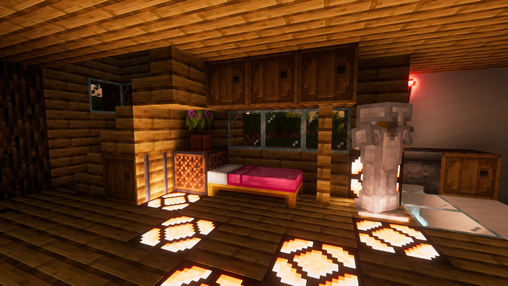 General 1920x1080 Minecraft ray tracing path tracing CGI video games cube bed interior wood