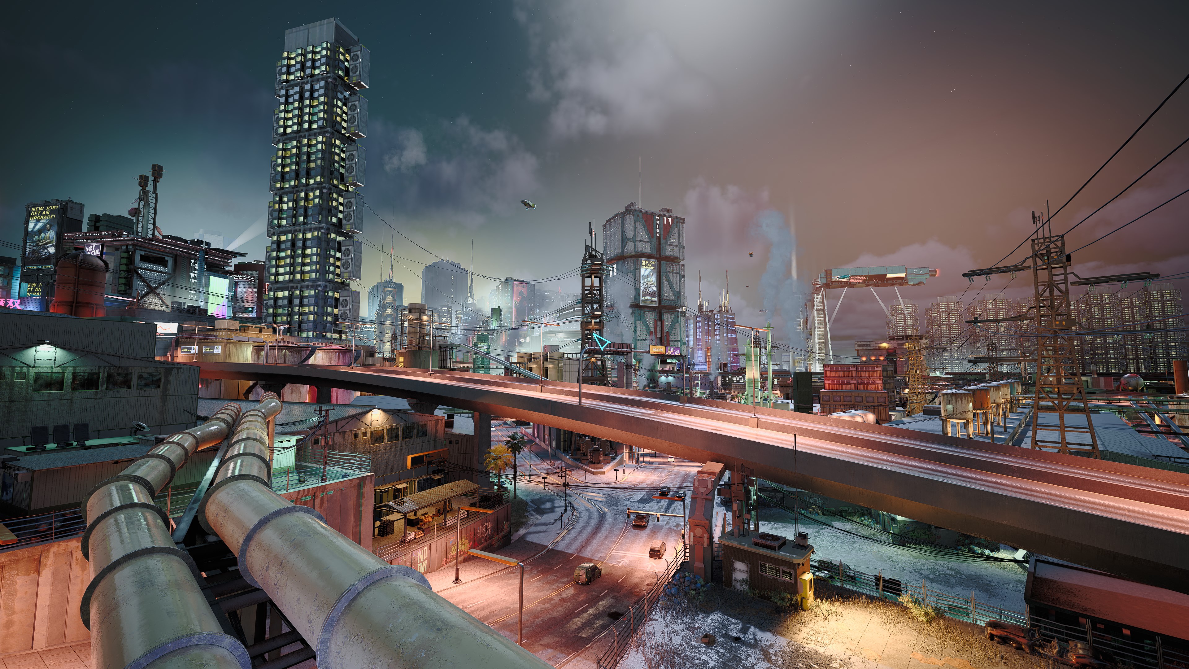 General 3840x2160 cyberpunk Cyberpunk 2077 PC gaming HDR CGI building clouds sky city city lights road video games night tubes