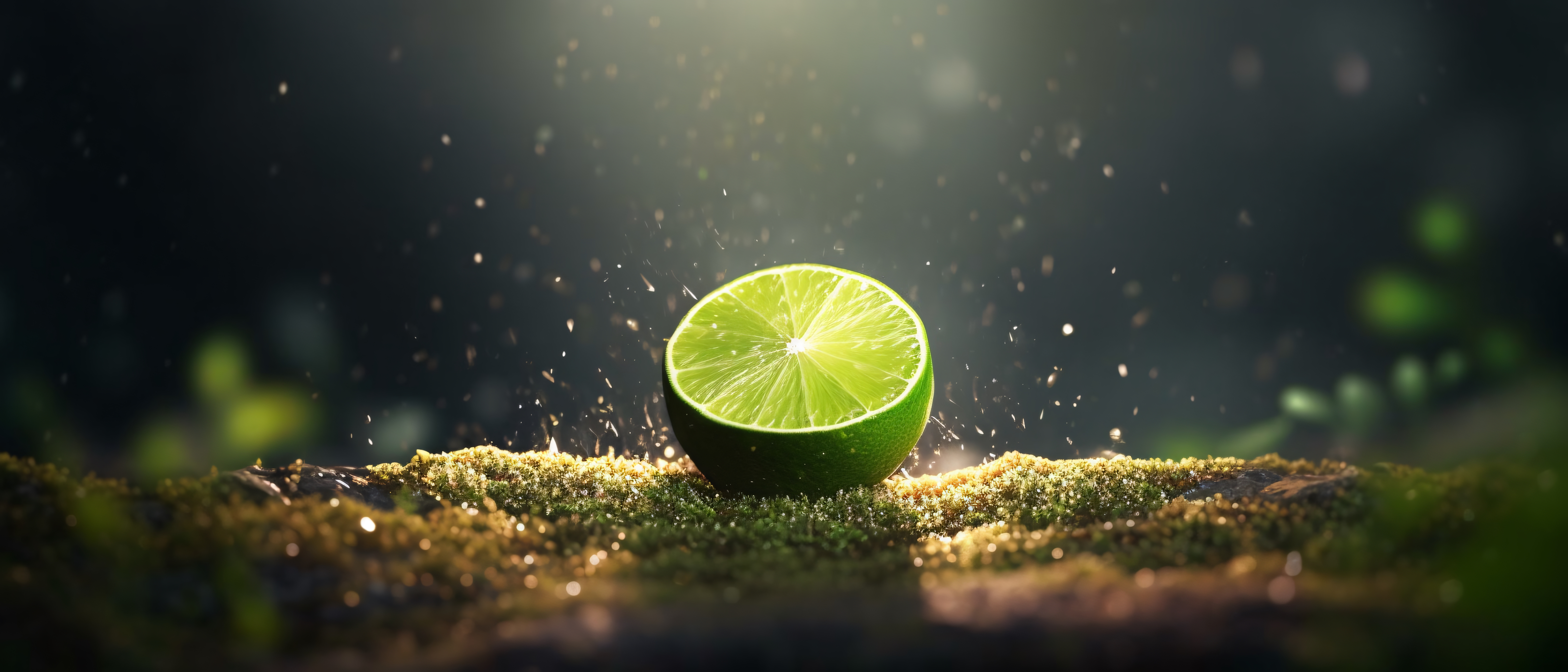 General 6720x2880 AI art nature simple background lime bokeh depth of field ultrawide