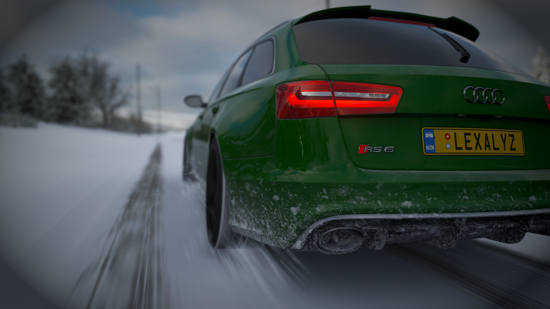 General 1920x1080 Audi snow Forza Horizon 4 car video game art screen shot video games vehicle rear view taillights sky clouds driving licence plates road snow covered CGI Audi RS6 German cars station wagon Volkswagen Group PlaygroundGames