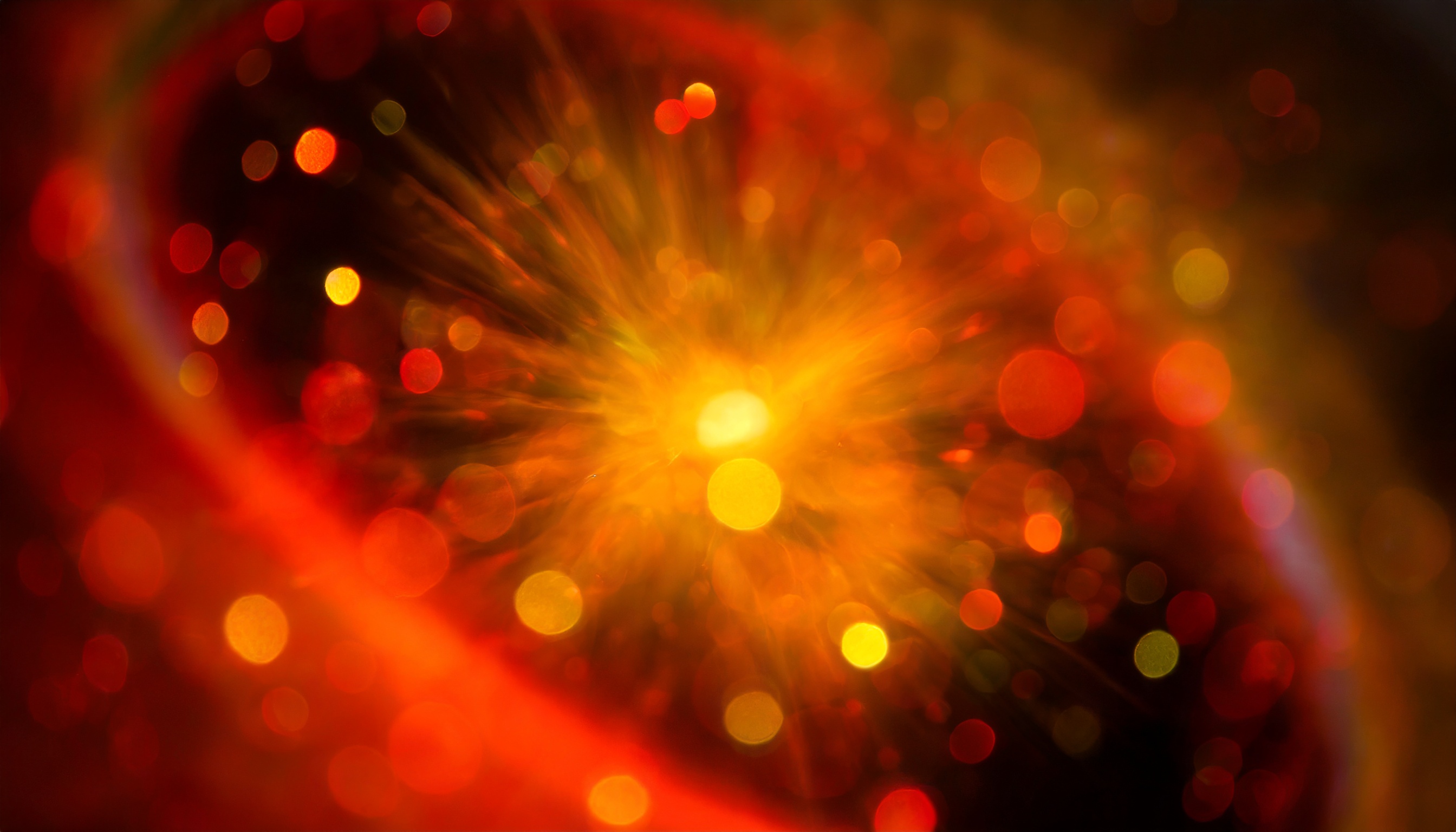 General 2688x1536 AI art digital art particle explosion Explosions in the Sky collision orange blurred blurry background