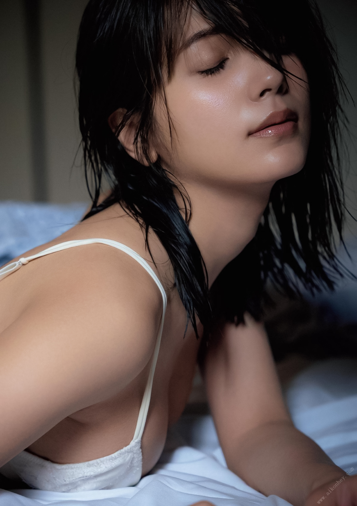 People 1200x1698 women model Japanese model indoors women indoors closeup short hair brunette closed eyes Miki Nanri Asian face