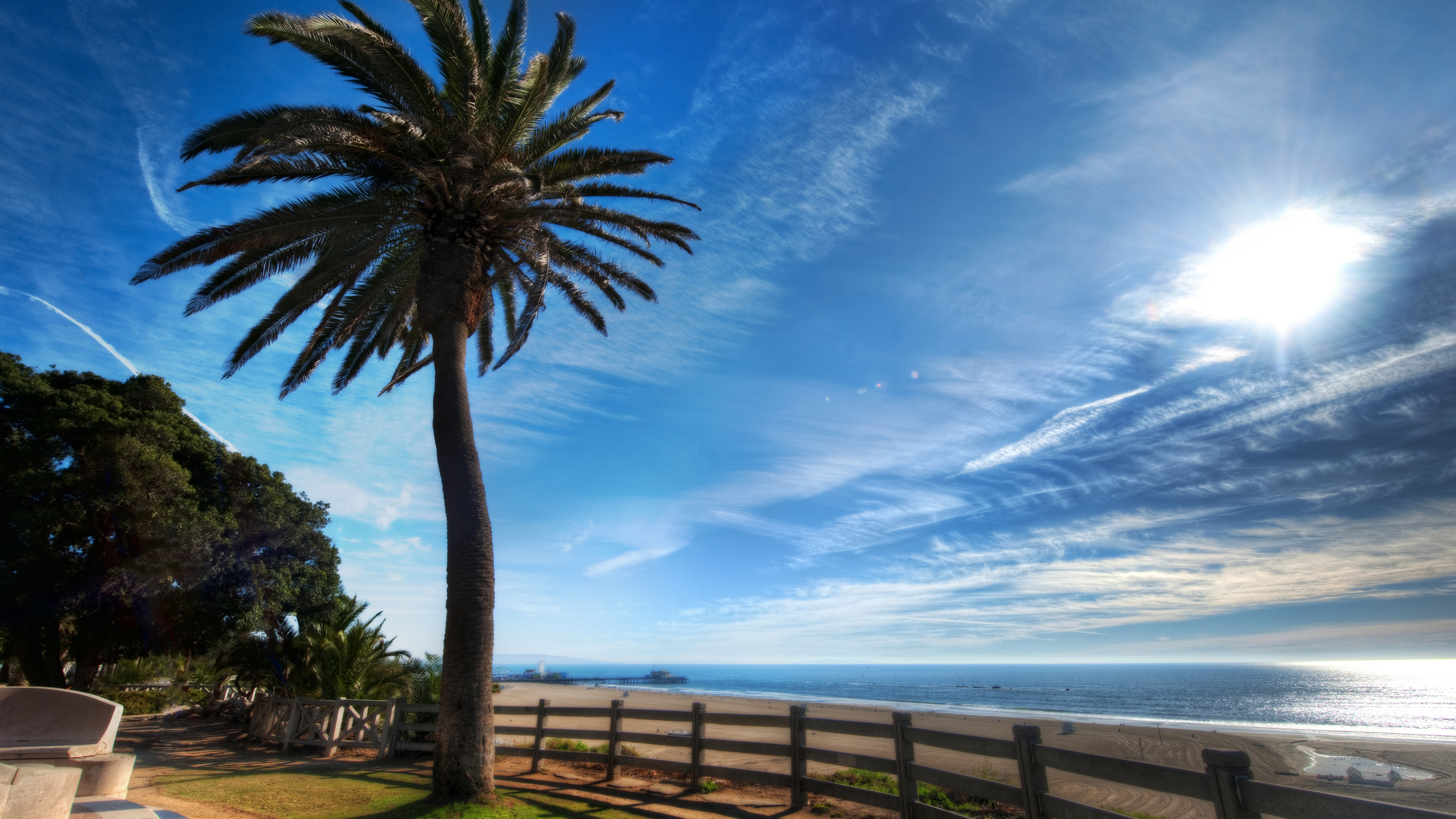 General 3840x2160 Trey Ratcliff 4K photography California sky clouds trees water beach Santa Monica