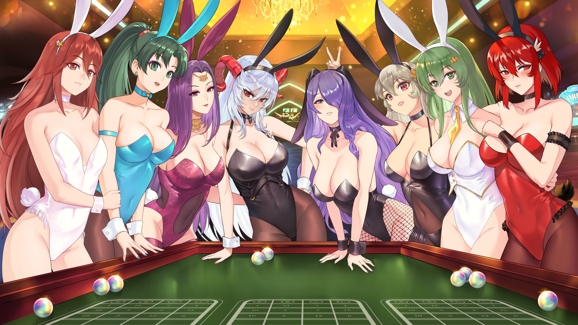Anime 1920x1080 video games video game girls long hair Nintendo bangs anime girls Fire Emblem animal ears bunny girl bunny suit leotard Camilla (Fire Emblem) Cordelia (Fire Emblem) Lyn (Fire Emblem) Corrin Erinys (Fire Emblem) Freyja (Fire Emblem) Minerva (Fire Emblem) Sonya (Fire Emblem) Fire Emblem Gaiden Fire Emblem Fates Fire Emblem Awakening Fire Emblem The Blazing Blade redhead red eyes green hair green eyes choker purple hair purple eyes white hair pantyhose brown pantyhose blunt bangs sidelocks black leotard white leotard red leotard blue leotard bunny tail sleeveless sleeveless cuffs cleavage big boobs hair clip hair ornament bracelets fishnet fishnets fishnet pantyhose casino Candelabra velvet roulette horns thighs jewelry necklace shirtless collar earring belly button tight clothing shoulder length hair