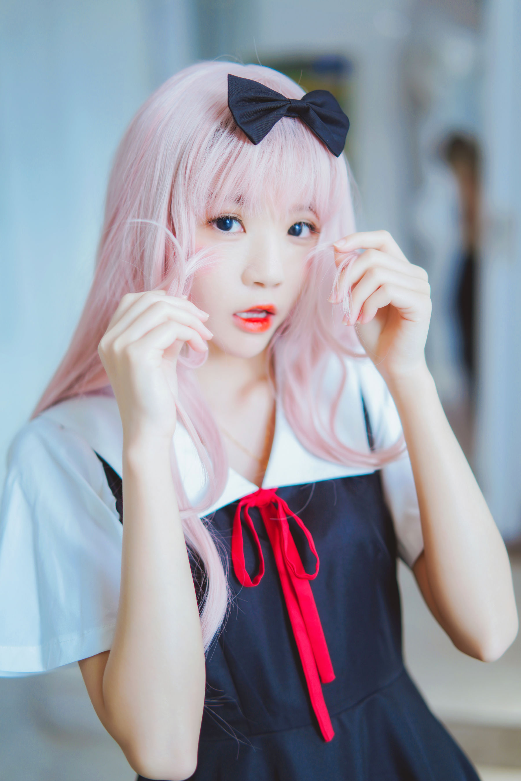 People 1800x2698 CherryNeko women model Asian pink hair Chika Fujiwara cosplay Kaguya-Sama: Love is War