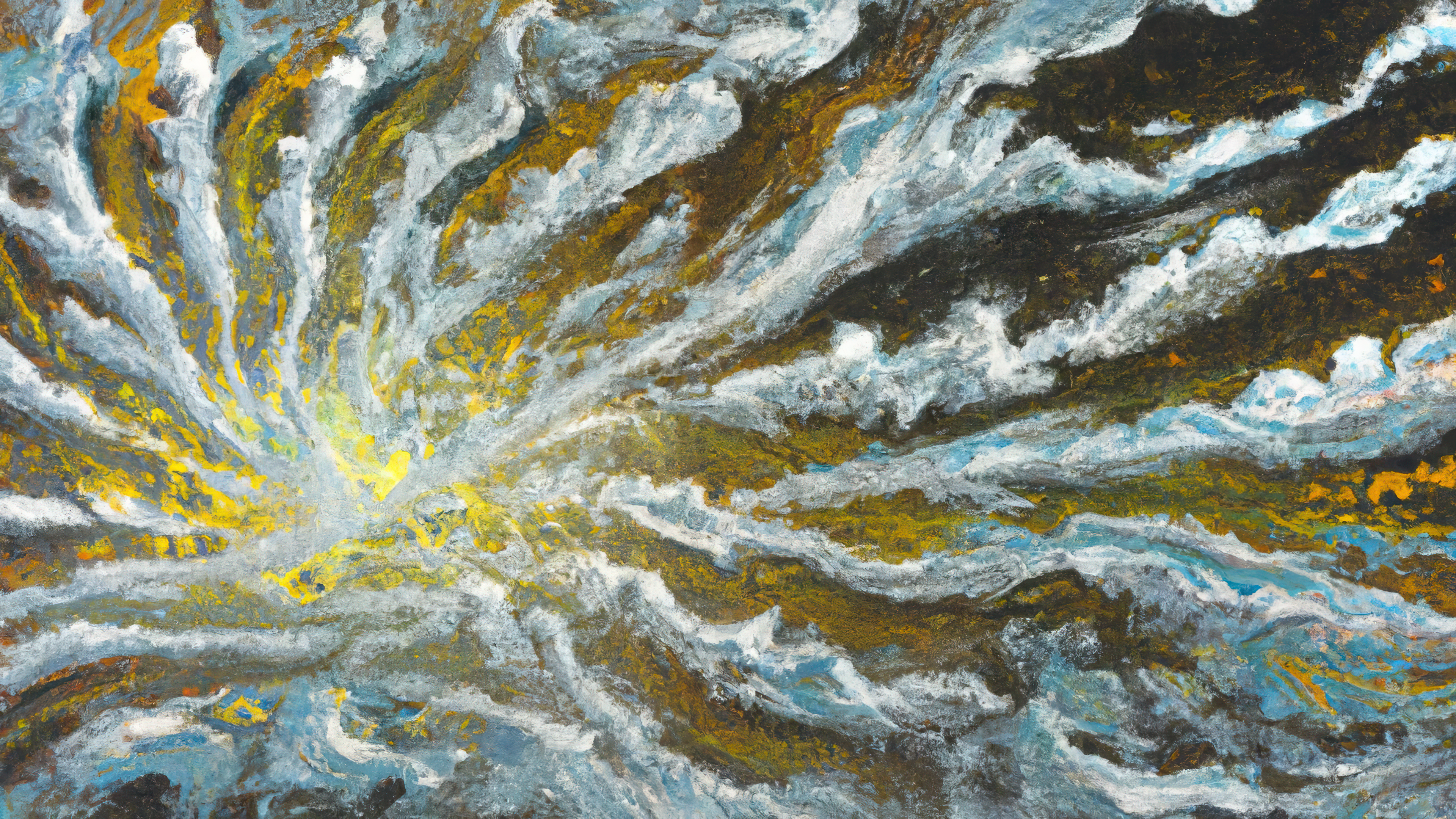 General 3840x2160 AI art painting ice Sun surreal cold