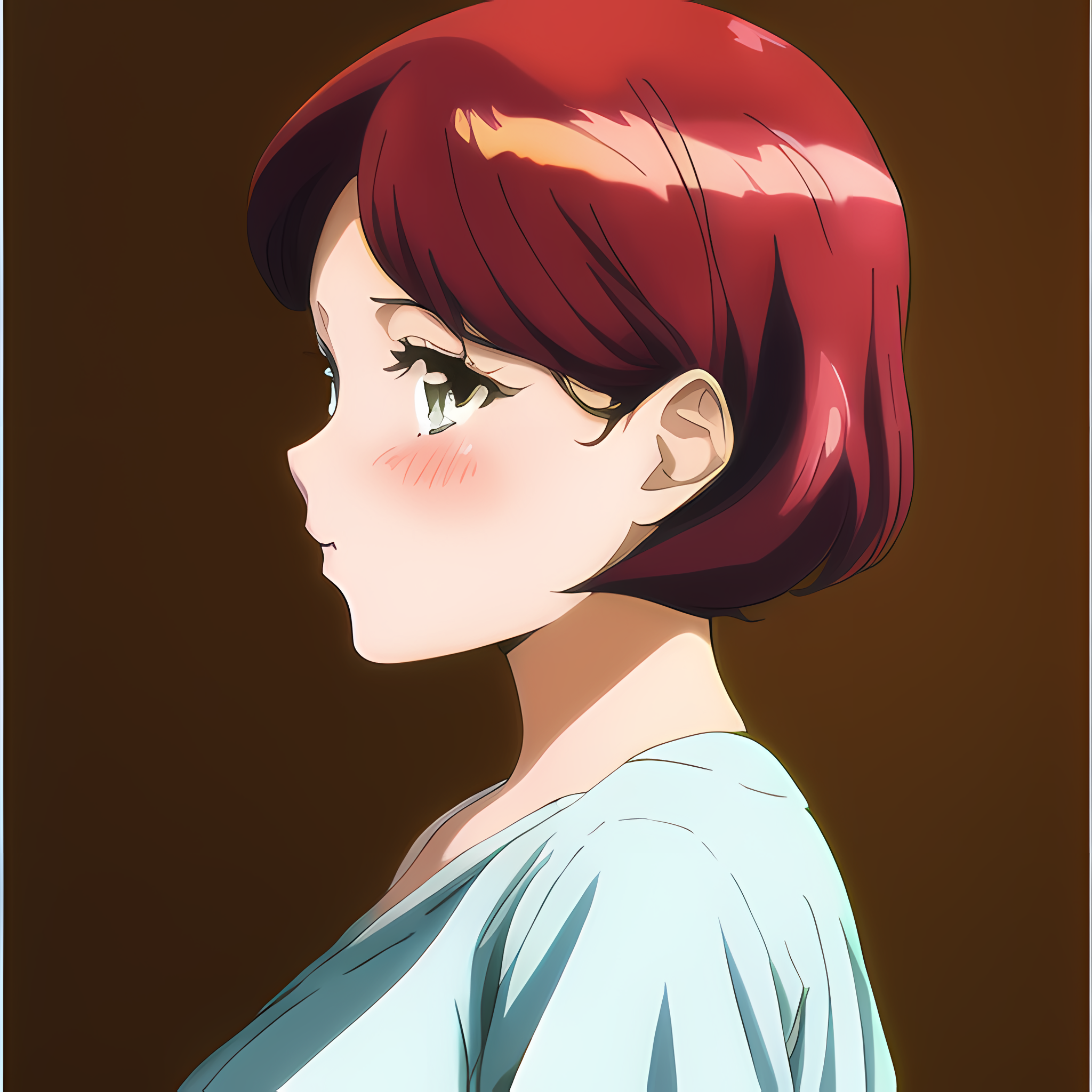Anime 2048x2048 anime girls novel ai AI art simple background redhead
