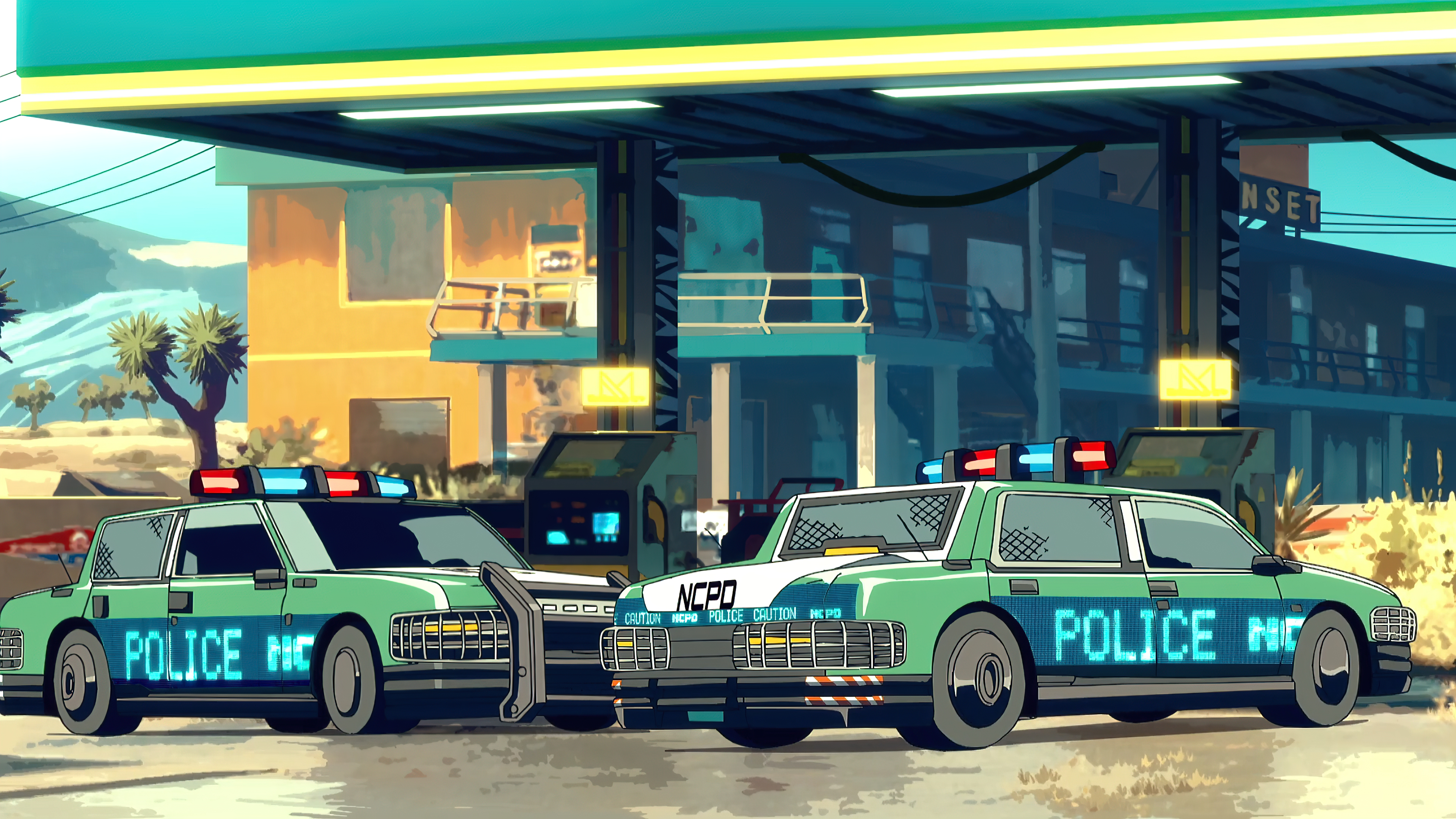 Anime 3840x2160 Cyberpunk: Edgerunners anime 4K Anime screenshot police cars police