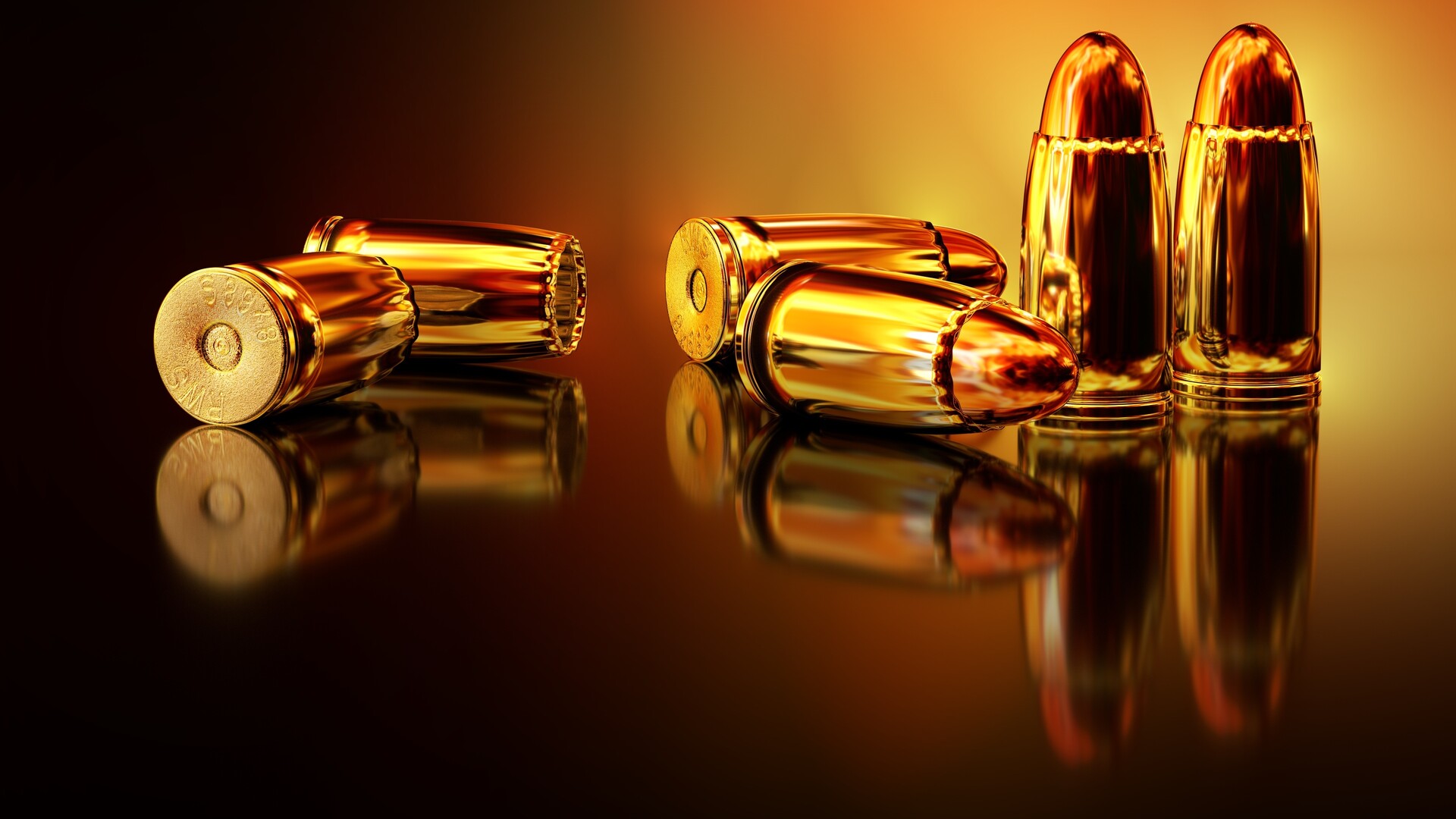 General 1920x1080 bullet ammunition reflection simple background