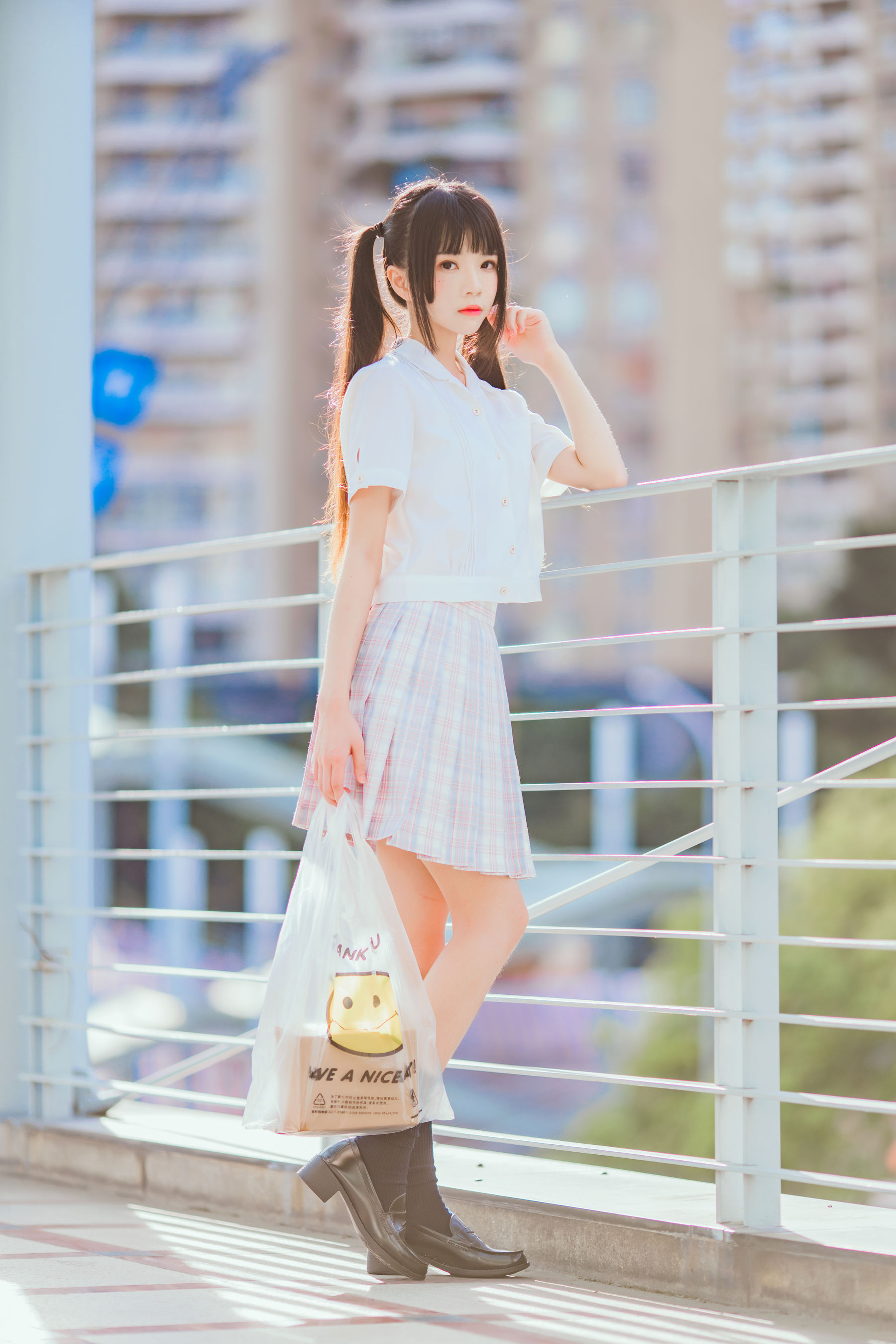 People 1800x2698 CherryNeko women model twintails outdoors women outdoors urban miniskirt long hair Asian