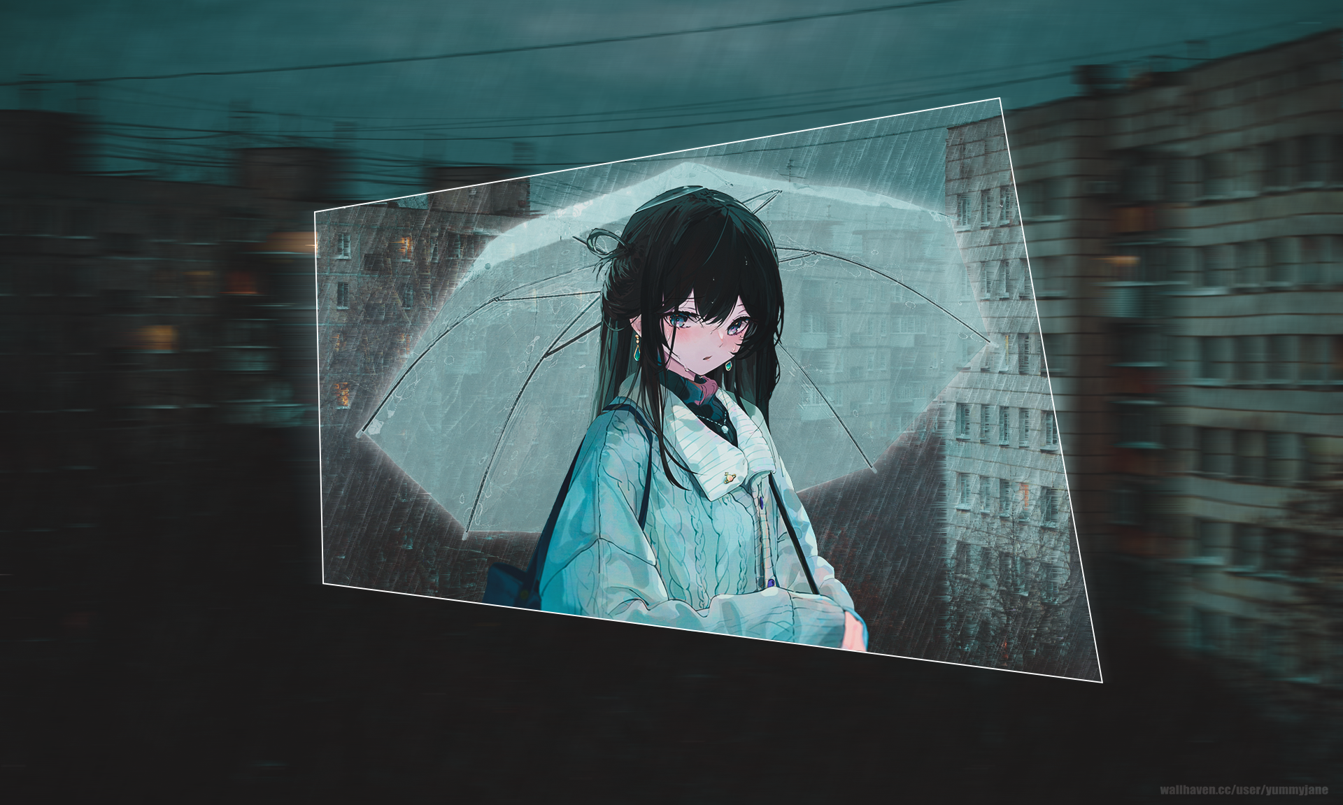 Anime 1920x1151 anime anime girls picture-in-picture umbrella rain