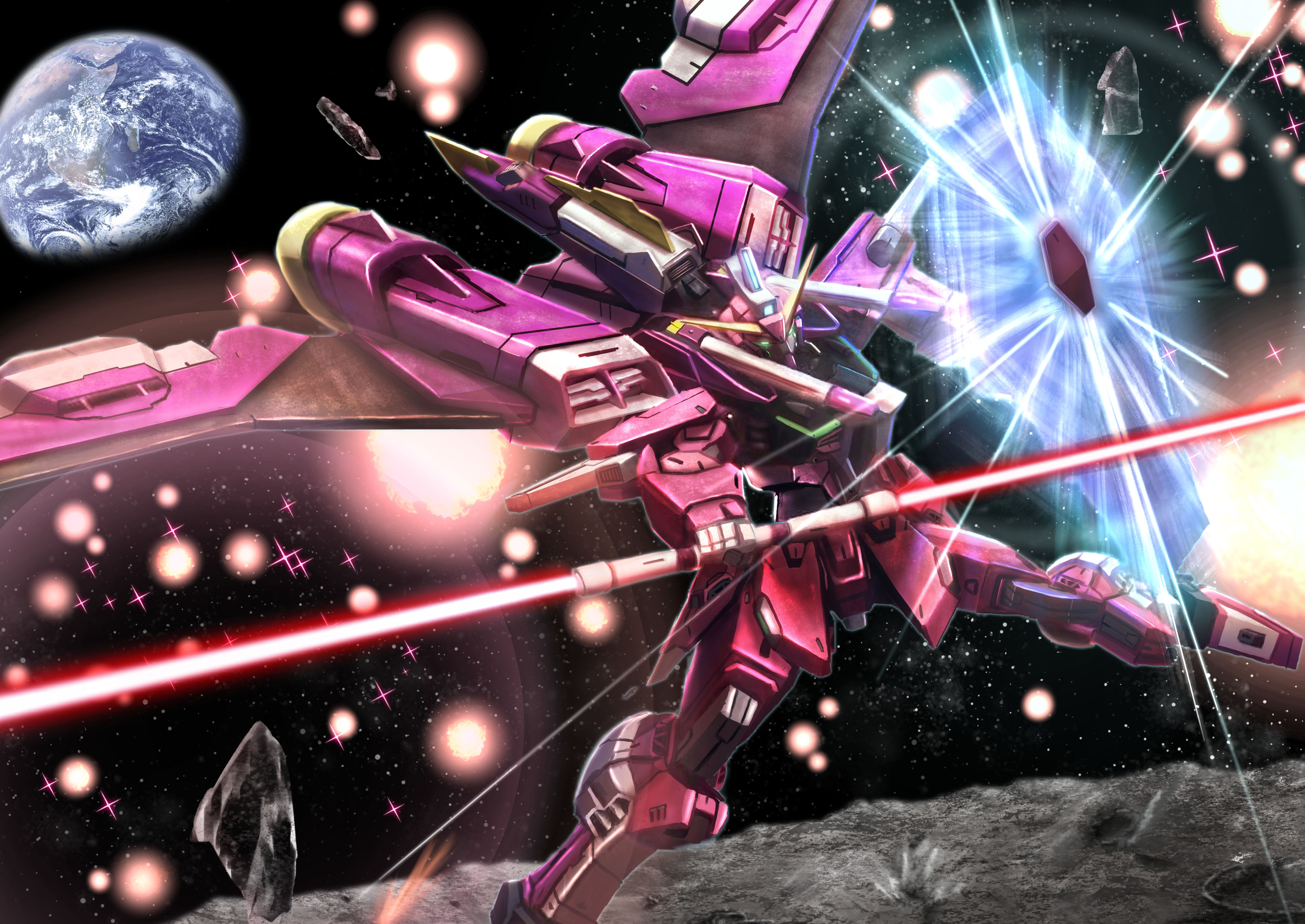 Anime 3541x2508 anime mechs Gundam Mobile Suit Gundam SEED Destiny Super Robot Taisen Infinite Justice Gundam artwork digital art fan art
