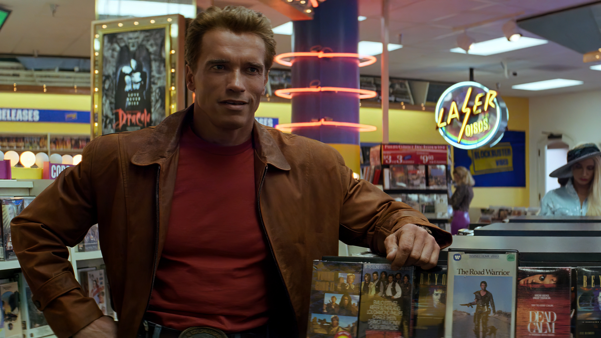 People 1920x1080 Last Action Hero movies film stills Arnold Schwarzenegger actor jacket movie poster shelves stores