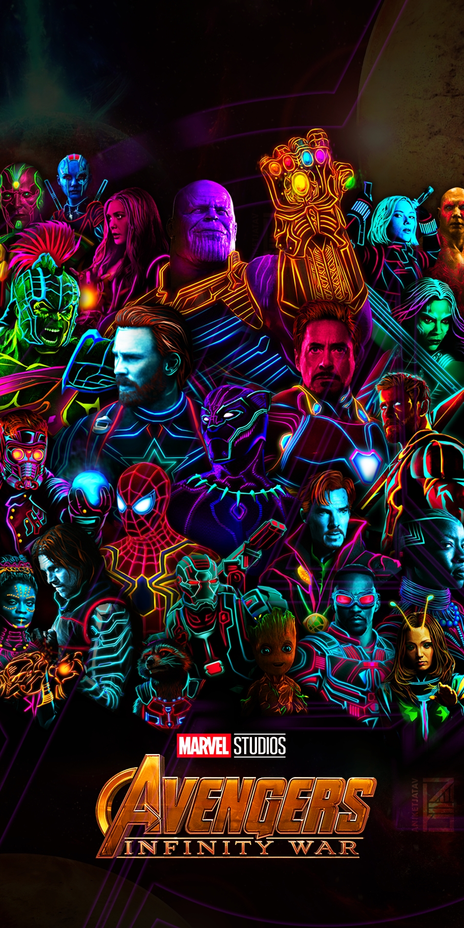 General 950x1900 Marvel Comics Marvel Cinematic Universe portrait portrait display neon Avengers: Infinity war superhero villains logo