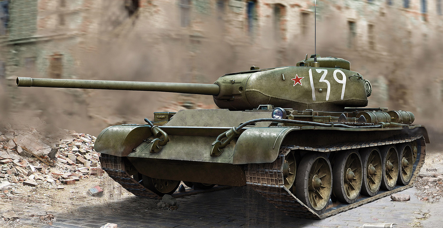 General 1680x865 tank army military military vehicle artwork debris T-44 Russian/Soviet tanks