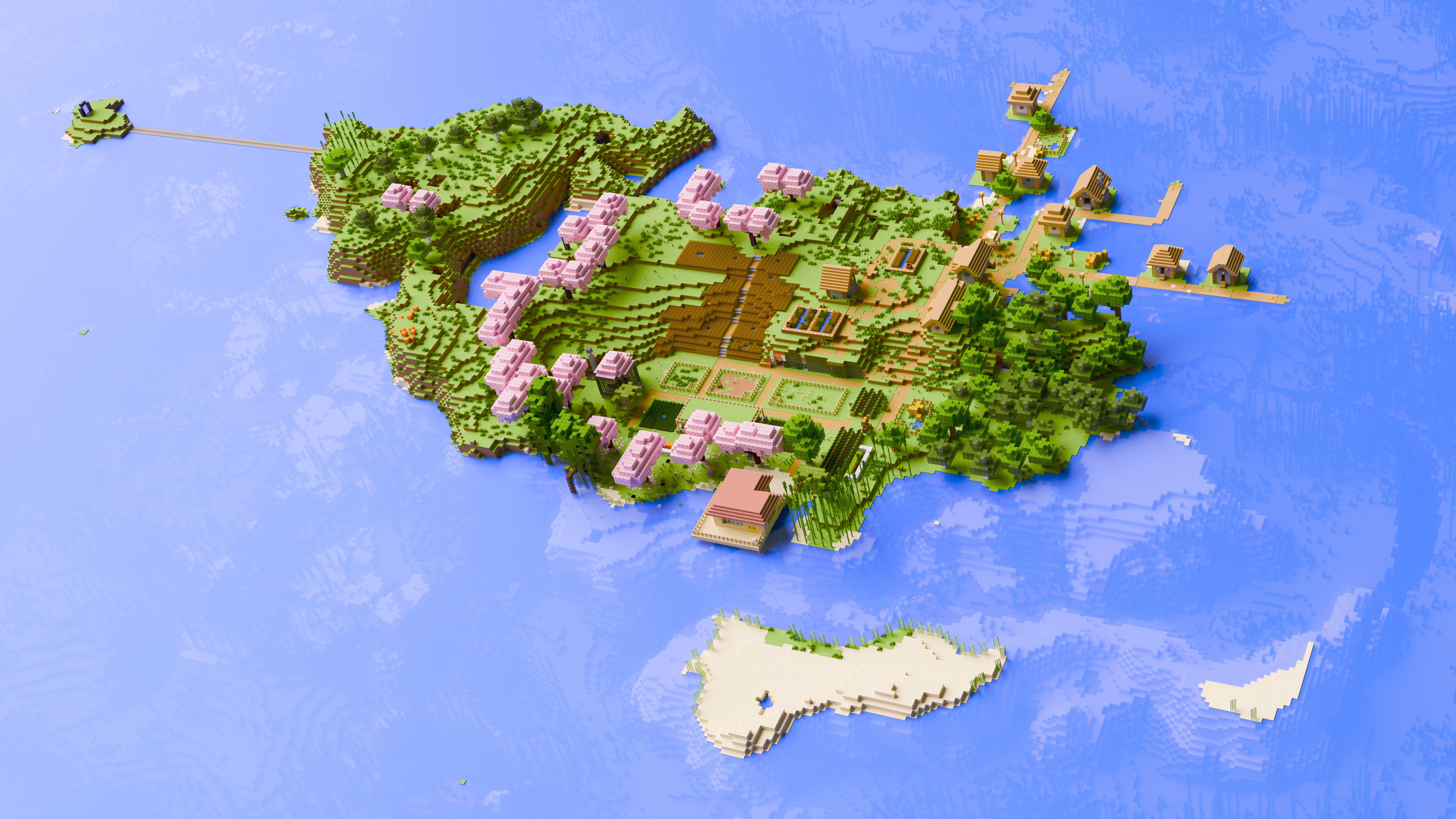 General 7680x4320 Minecraft Blender Mojang island