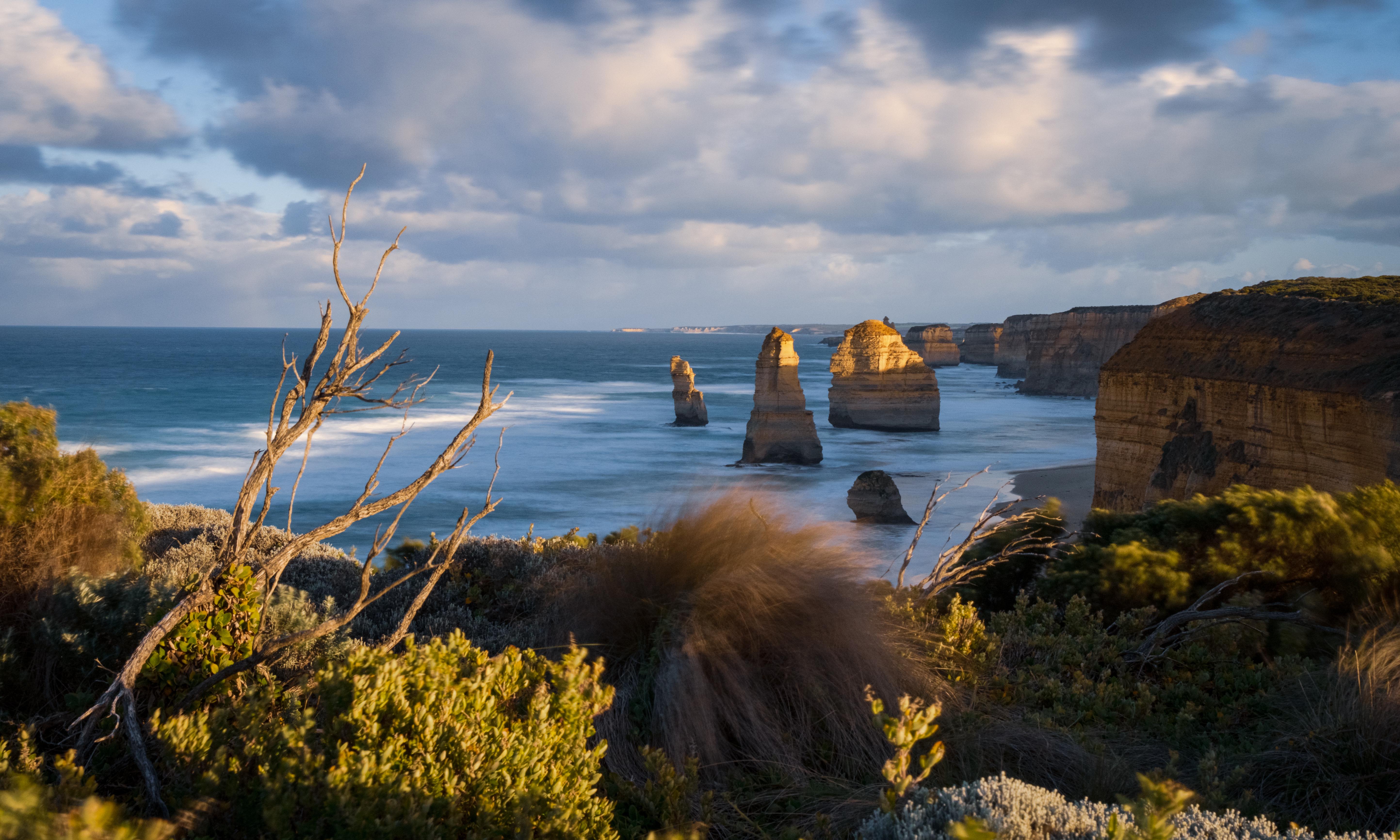 General 5773x3464 coast cliff nature landscape clouds sea Australia beach