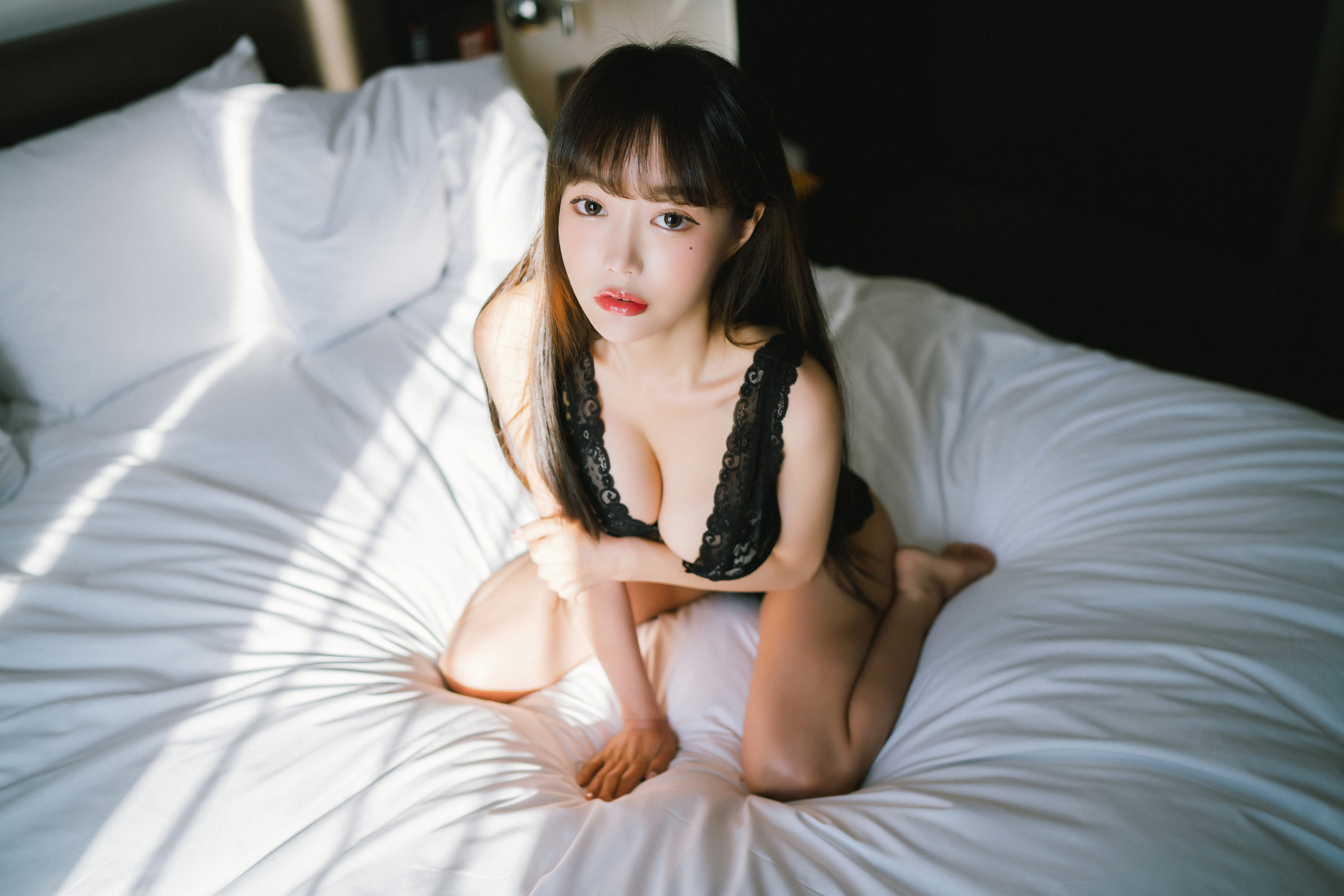 People 3840x2560 Jucy Kong Moon Night Snap women model Asian women indoors lingerie