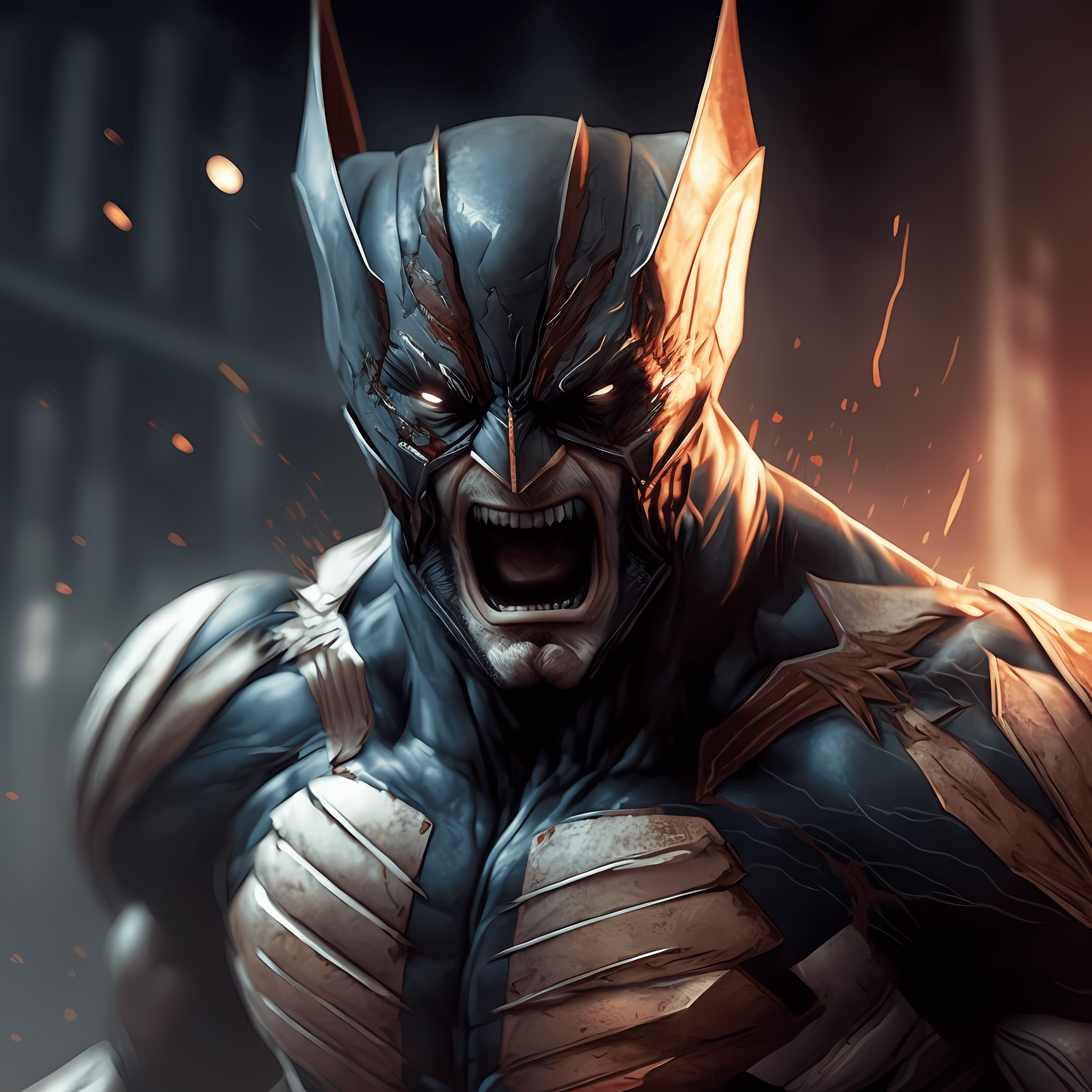 General 3840x3840 AI art digital art Brian Preston X-Men Wolverine superhero looking at viewer