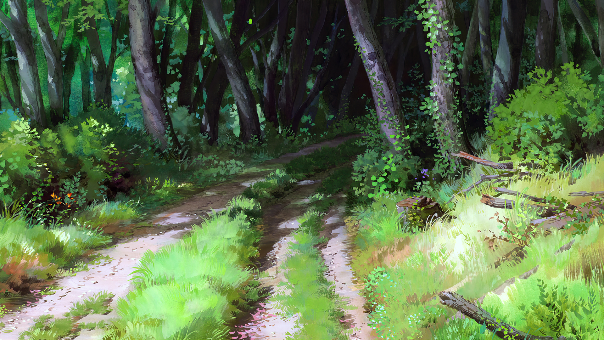 Anime 1920x1080 Spirited Away animated movies anime animation film stills Studio Ghibli Hayao Miyazaki forest trees grass path