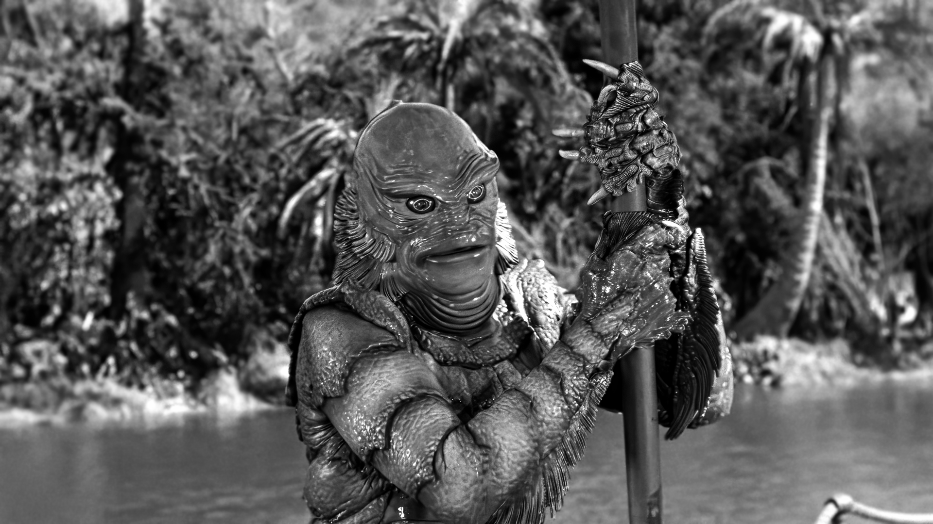 General 1920x1080 Creature from the Black Lagoon movies film stills water creature The Gill-man Horror movies monochrome
