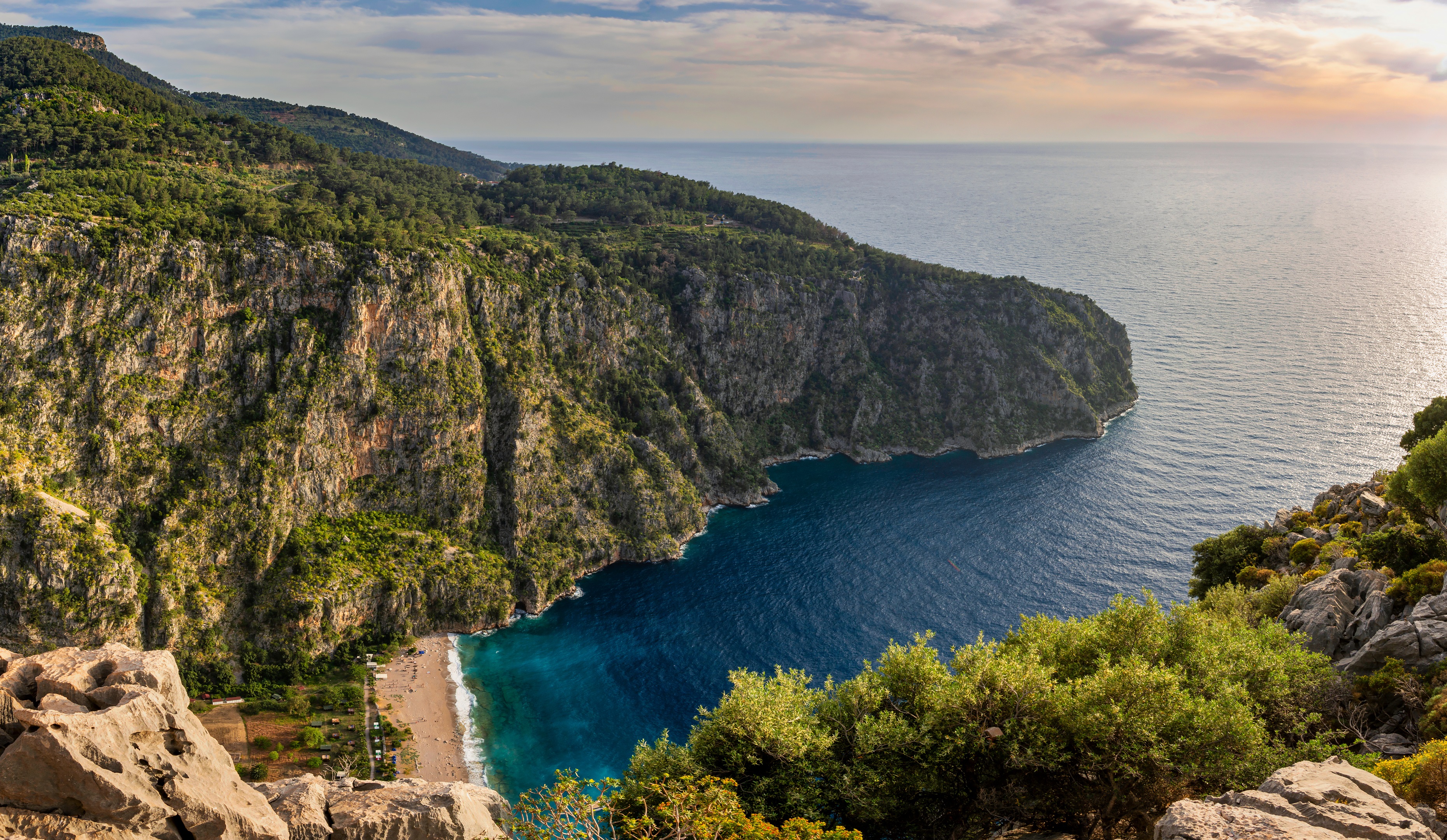 General 3719x2160 landscape sea beach ocean view Turkey Butterfly Valley 4K jungle forest mountain top mountain view water nature Fethiye Mugla