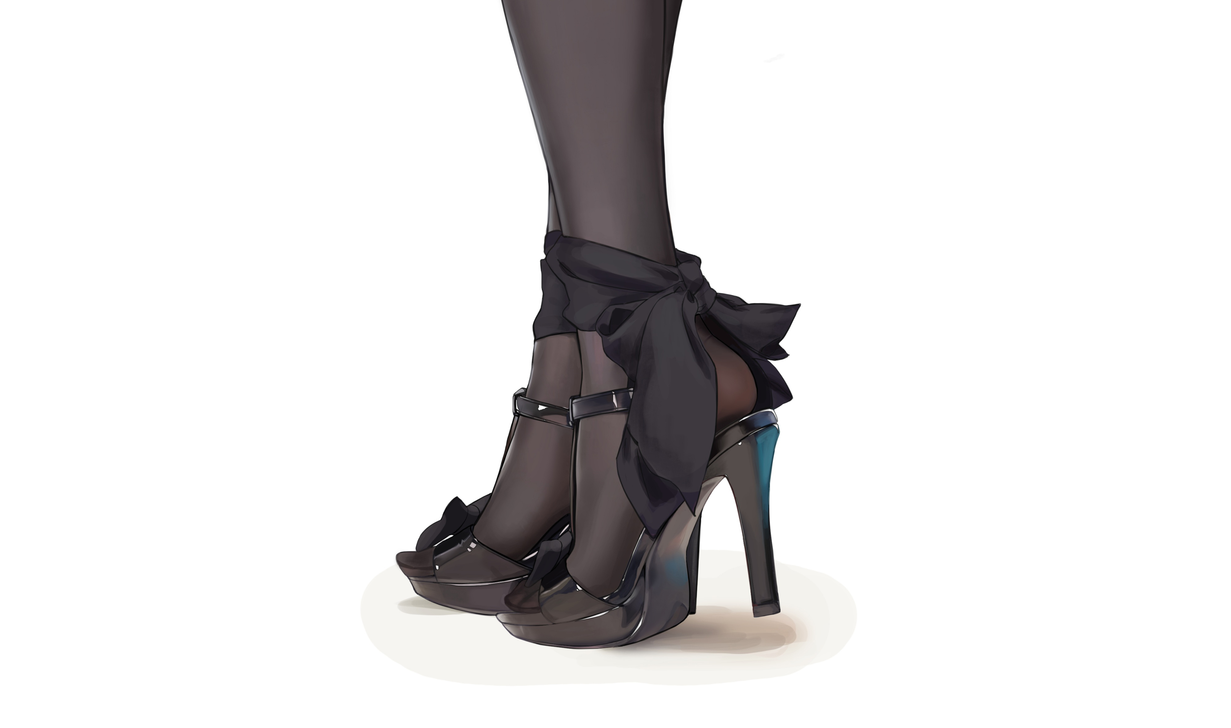 Anime 4000x2366 legs high heels pantyhose minimalism simple background heels