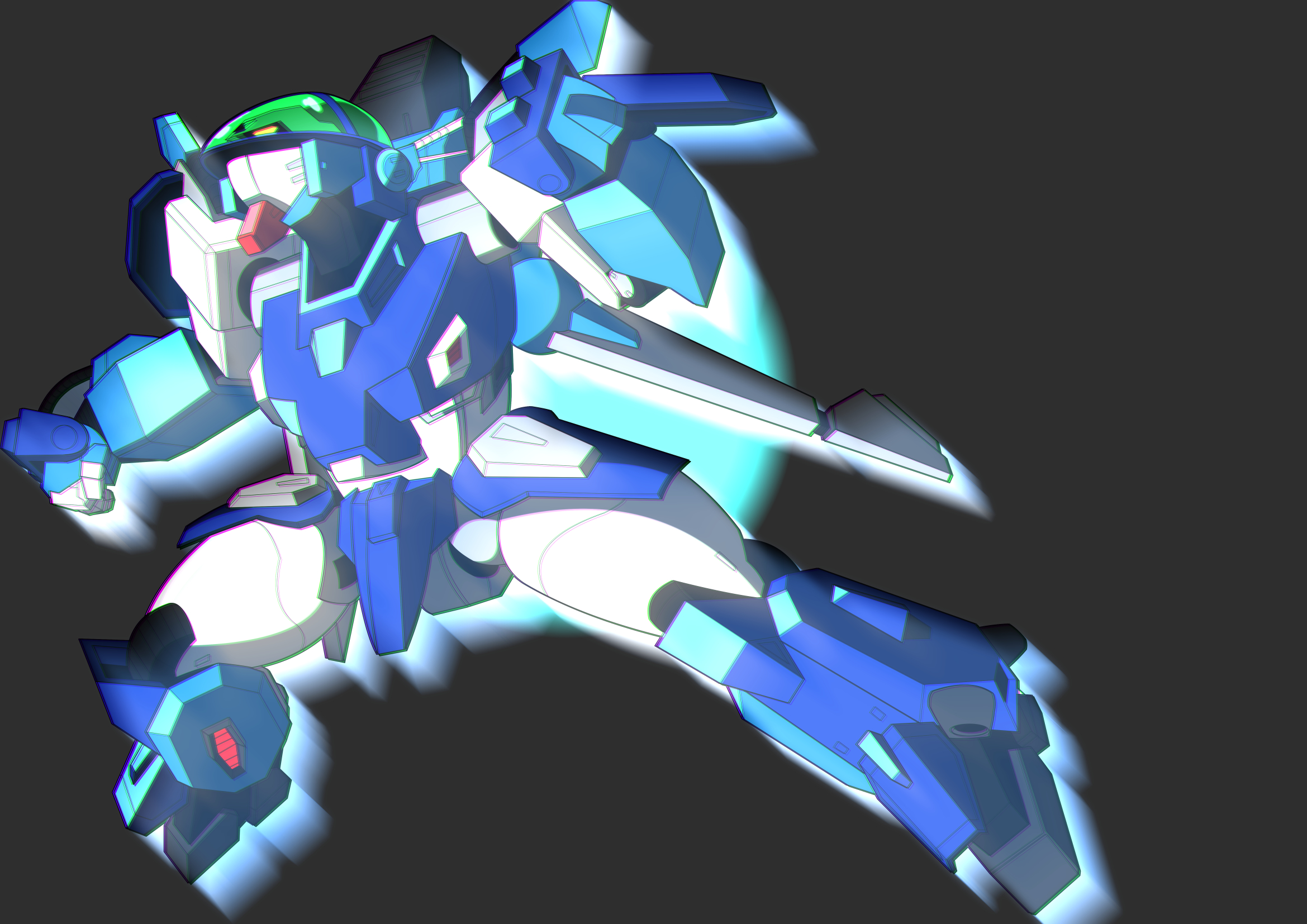 Anime 2339x1654 anime mechs Layzner Blue Meteor SPT Layzner Super Robot Taisen artwork digital art fan art