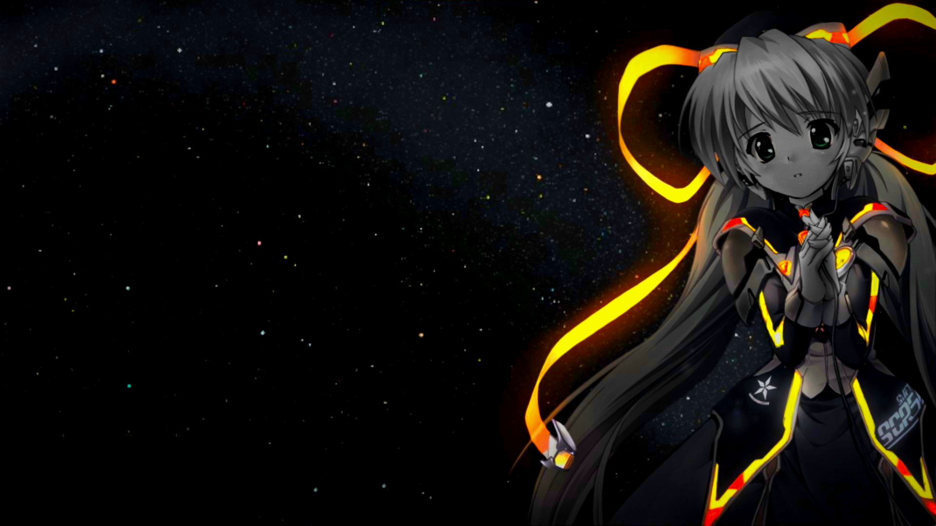 Anime 1920x1080 anime girls selective coloring black background simple background dark background Hoshino Yumemi