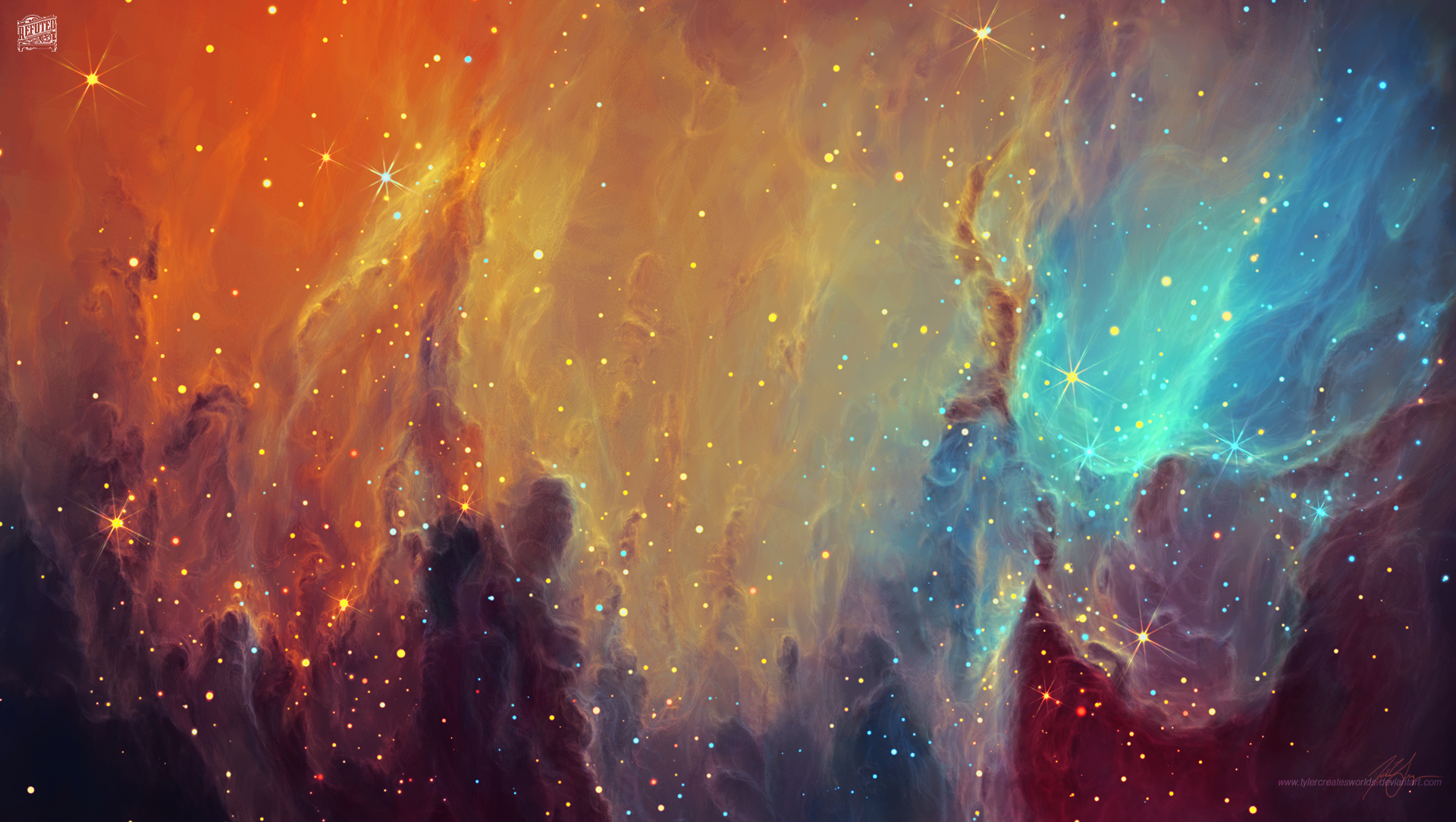 General 1920x1084 space art space nebula TylerCreatesWorlds stars digital art colorful
