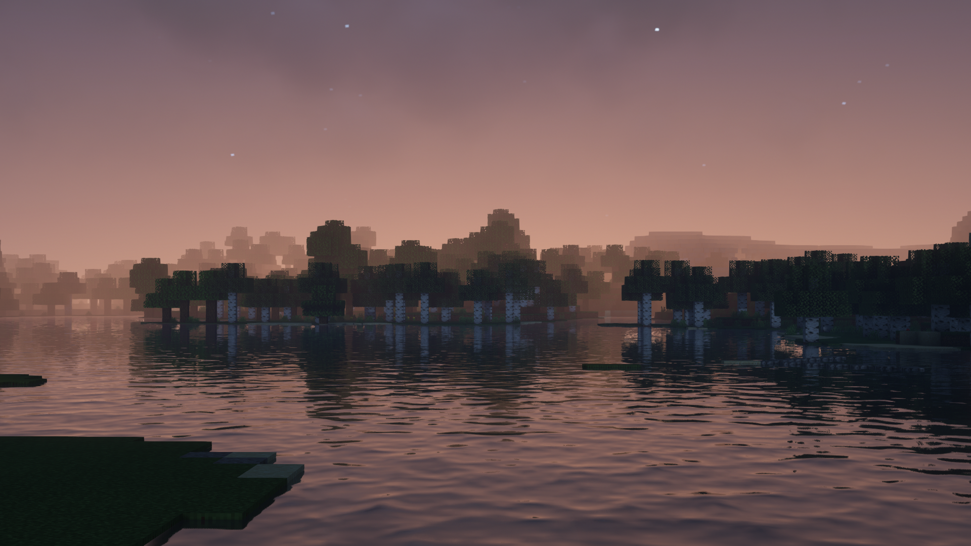 General 1920x1080 Minecraft shaders landscape water forest trees