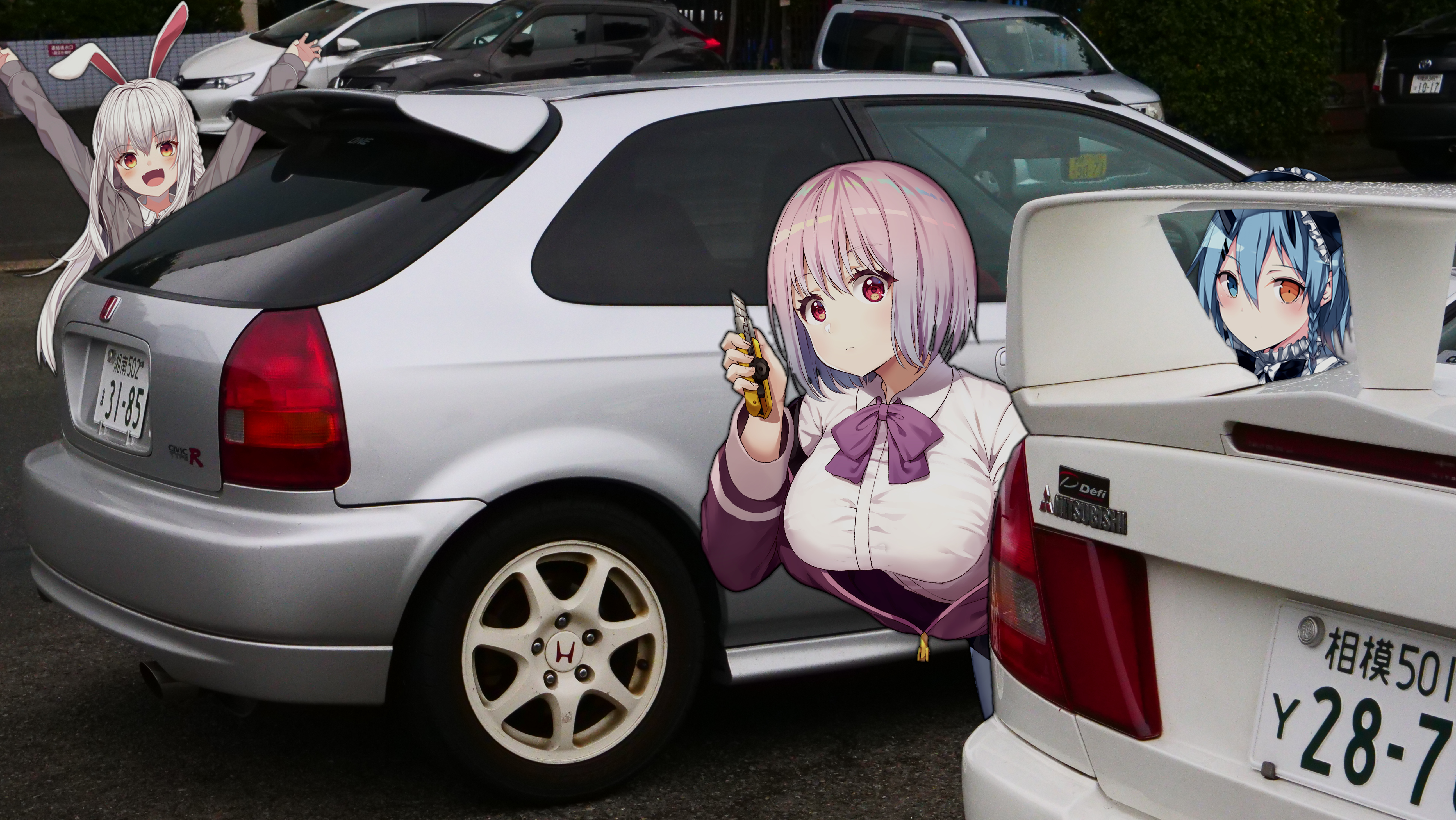 a photo of a Honda Civic with anime decals on it in | Stable Diffusion |  OpenArt