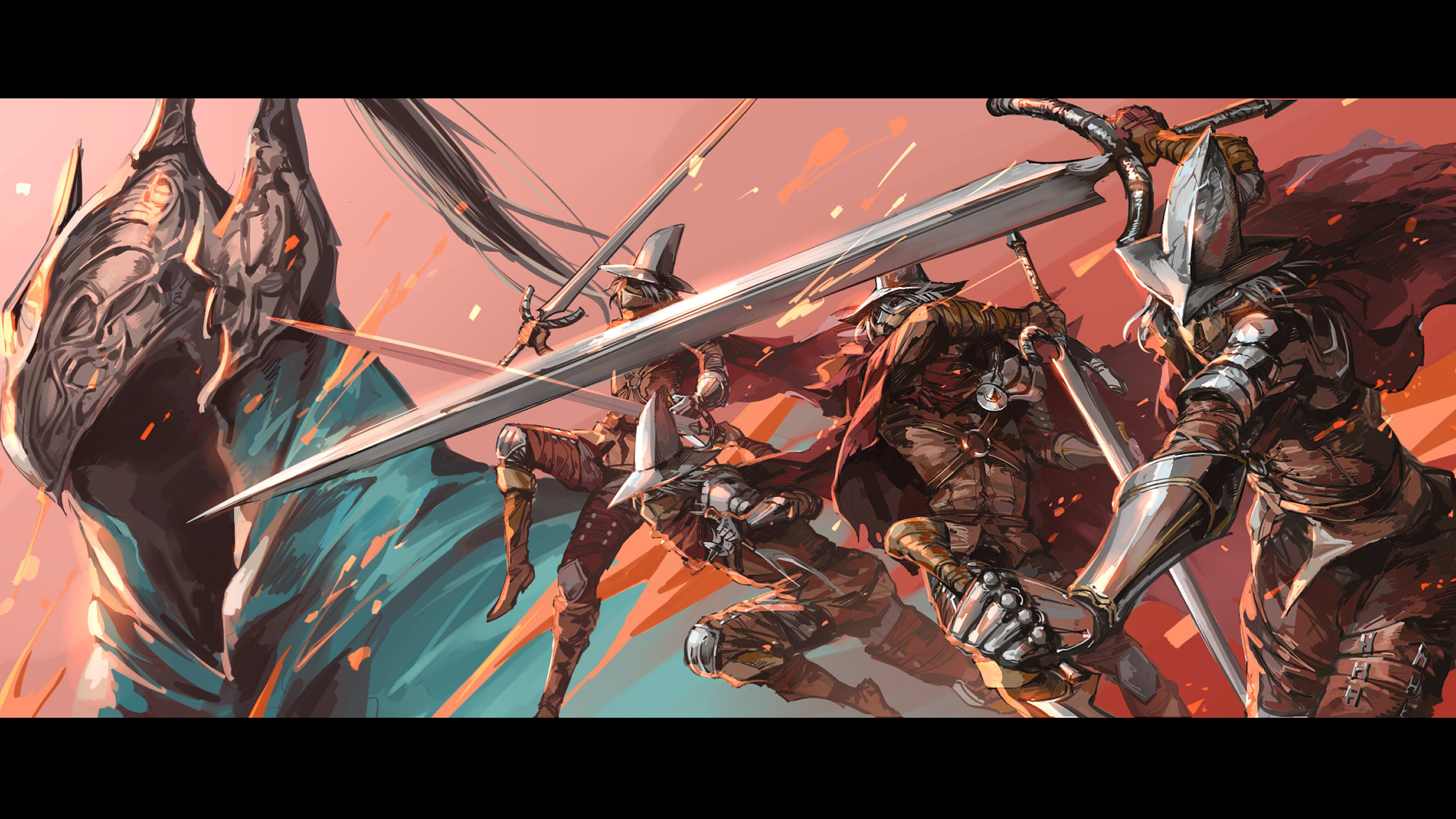 General 2560x1440 Dark Souls Artorias the Abysswalker knight sword armor Ruukii drift digital art