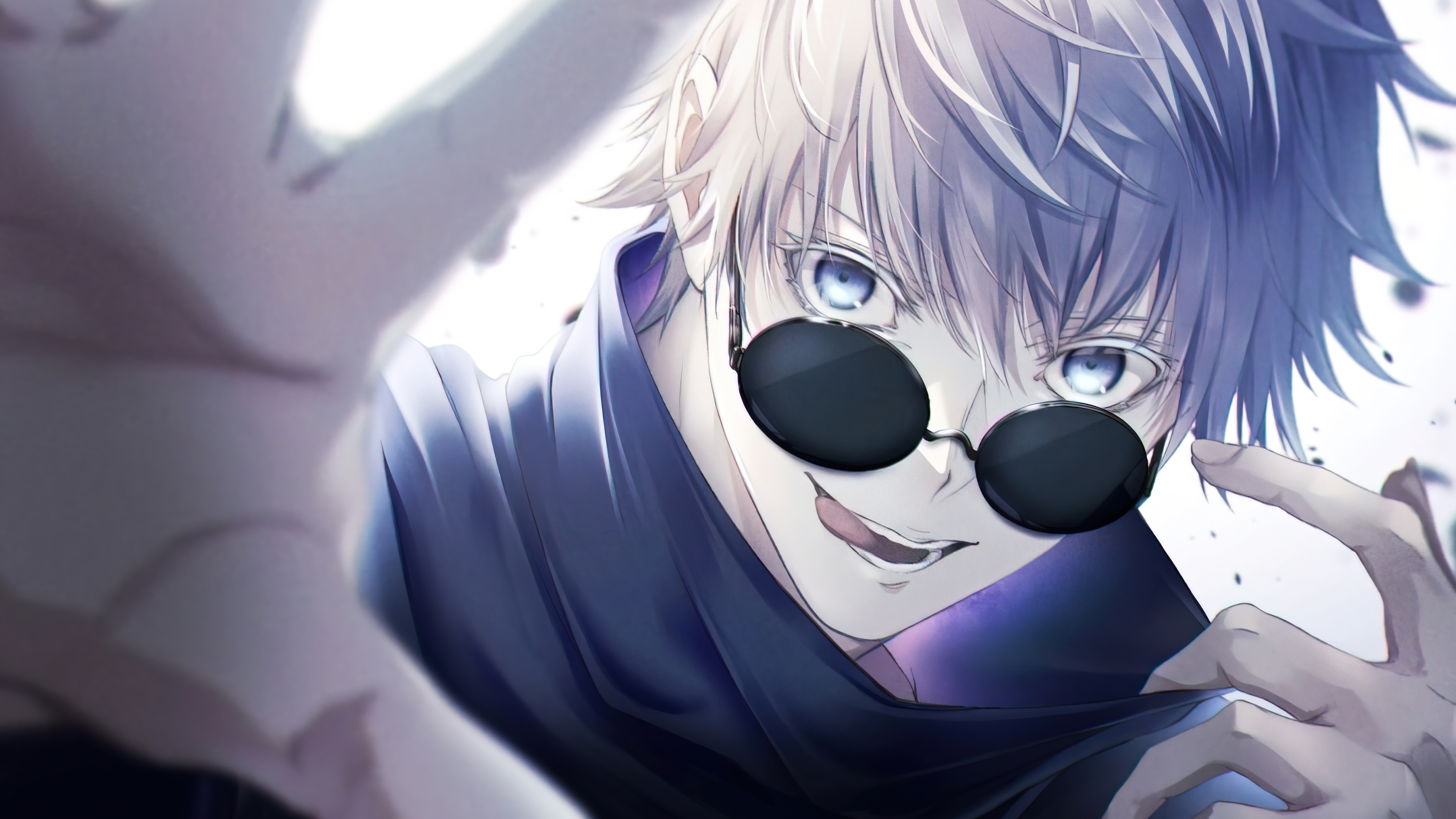 Anime 3840x2160 Jujutsu Kaisen Satoru Gojo anime anime boys sunglasses tongue out tongues face closeup blue eyes