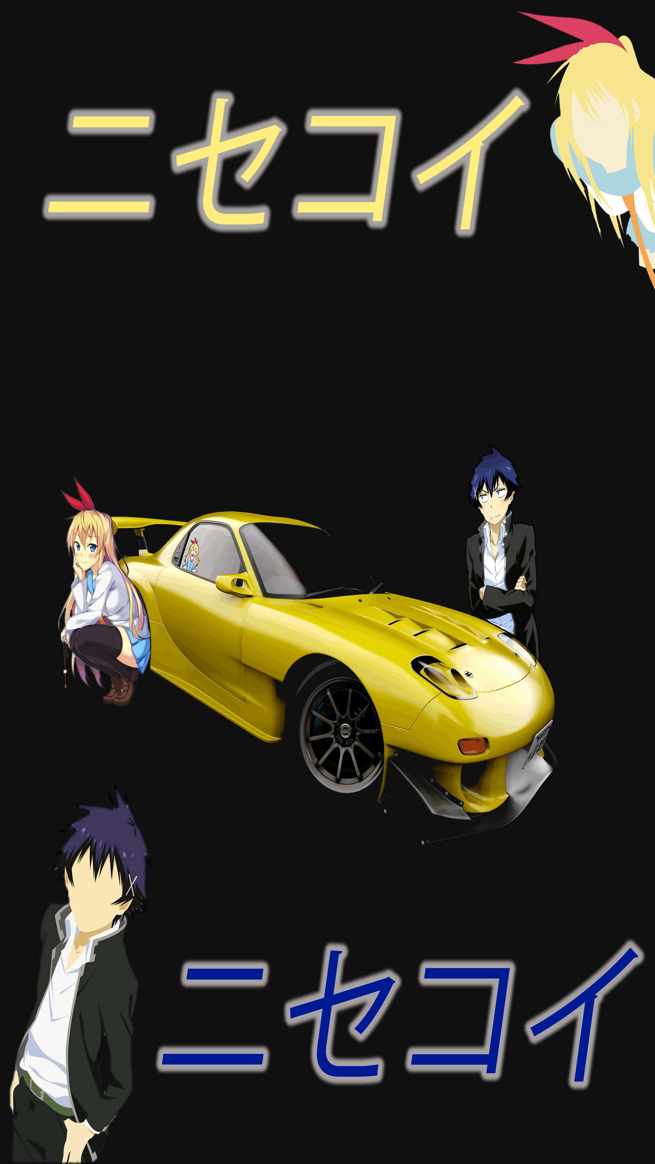 Anime 2160x3840 collage anime car yellow cars anime girls anime boys