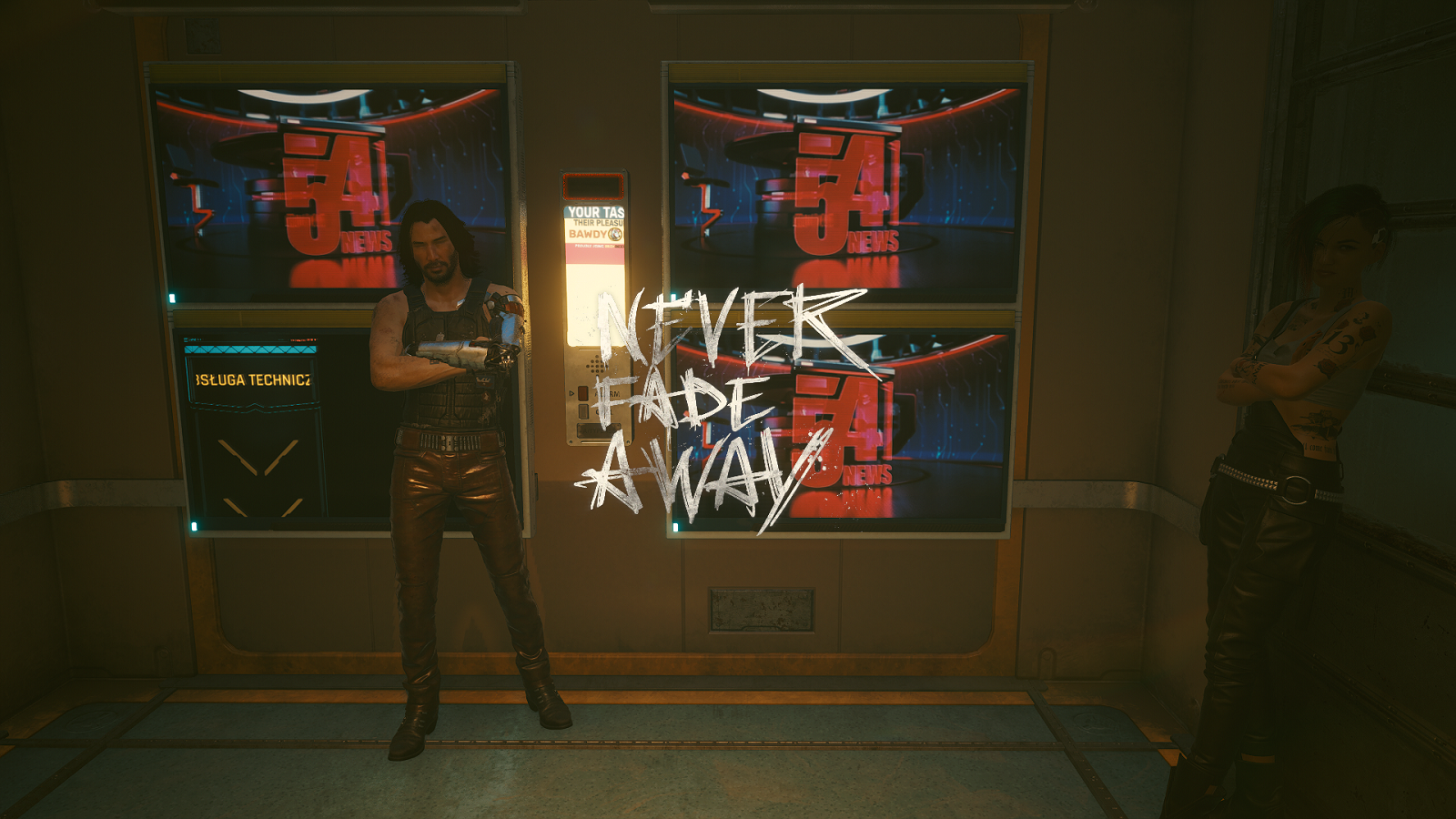 General 1600x900 Cyberpunk 2077 video games Judy Alvarez Johnny Silverhand elevator CD Projekt RED video game characters actor Keanu Reeves